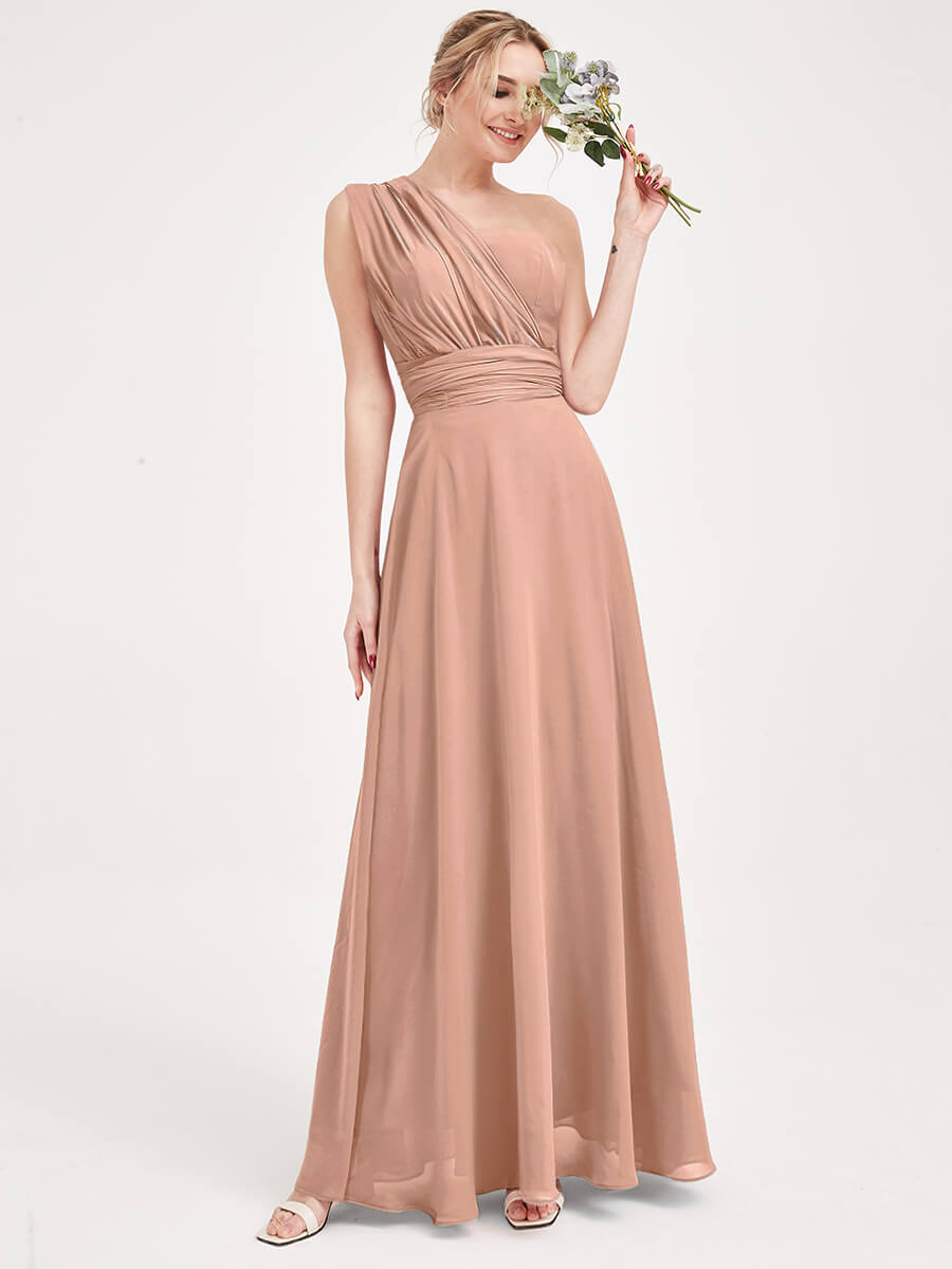Convertible Chiffon Bridesmaid Dress - Wrap Style English Rose Maxi Gown for Weddings, Parties & Formal Events | Elegant & Versatile Long Dress for Bridesmaids, Prom & Special Occasions