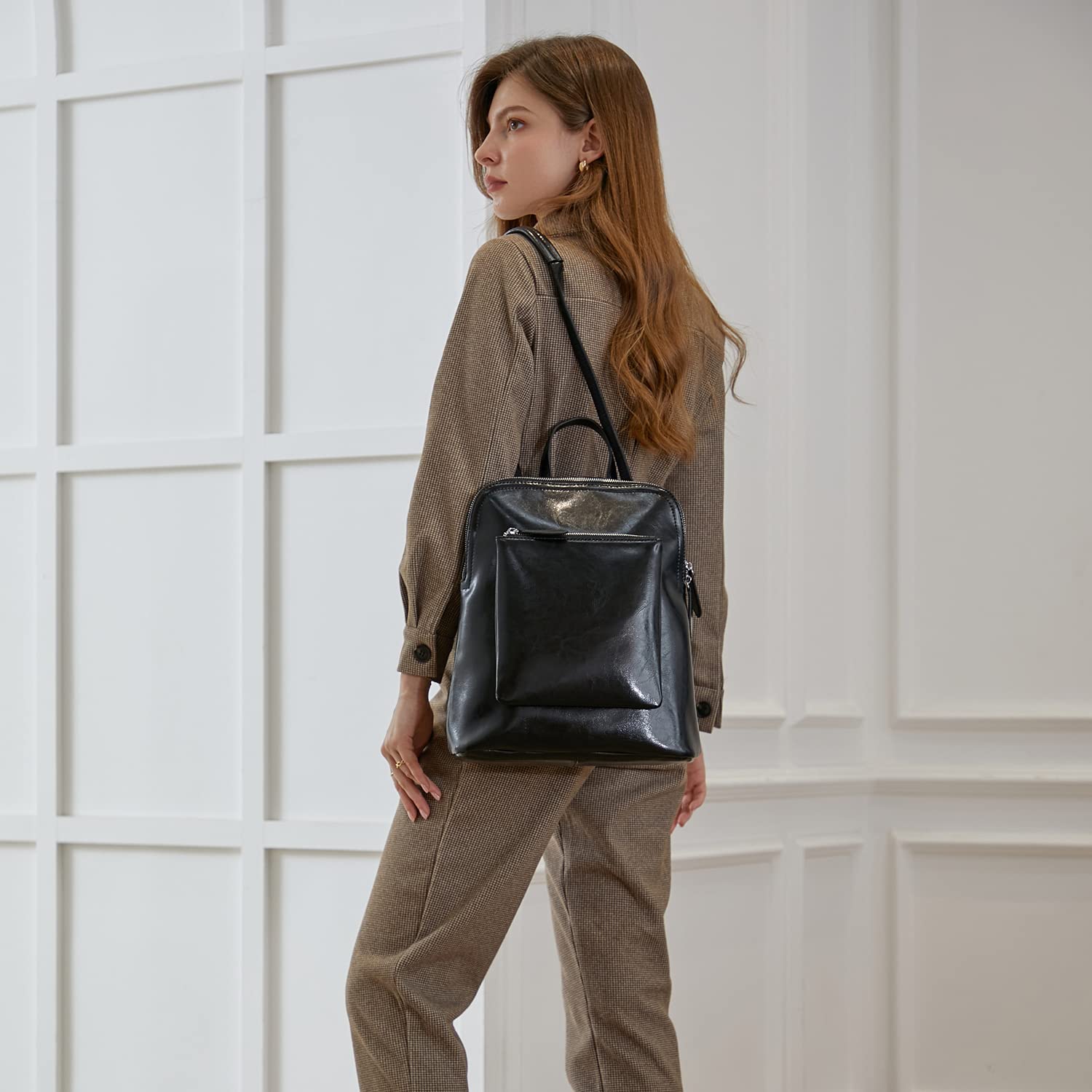 Premium Genuine Leather Backpack for Women - Convertible Designer Purse & Work Bag - Stylish & Spacious Everyday Carryall for Office, Travel & College