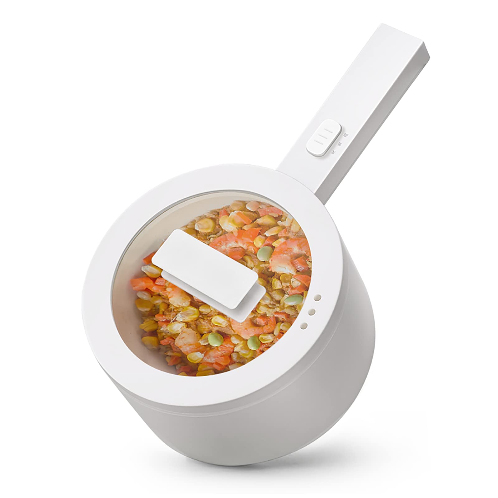 Olayks 1.5L Mini Electric Hot Pot - Portable Non-Stick Travel Cooker for Ramen, Pasta, Soup, Fried Rice & More | Dual Power Settings with Overheat & Boil-Dry Protection | Perfect for Dorms, Offices & Small Kitchens (White)