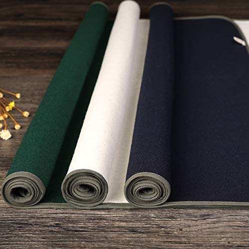 Premium Chinese Calligraphy Mat - Sumi Drawing & Painting Felt Desk Pad - Washable Thin Wool Felt (Blue, 39.3