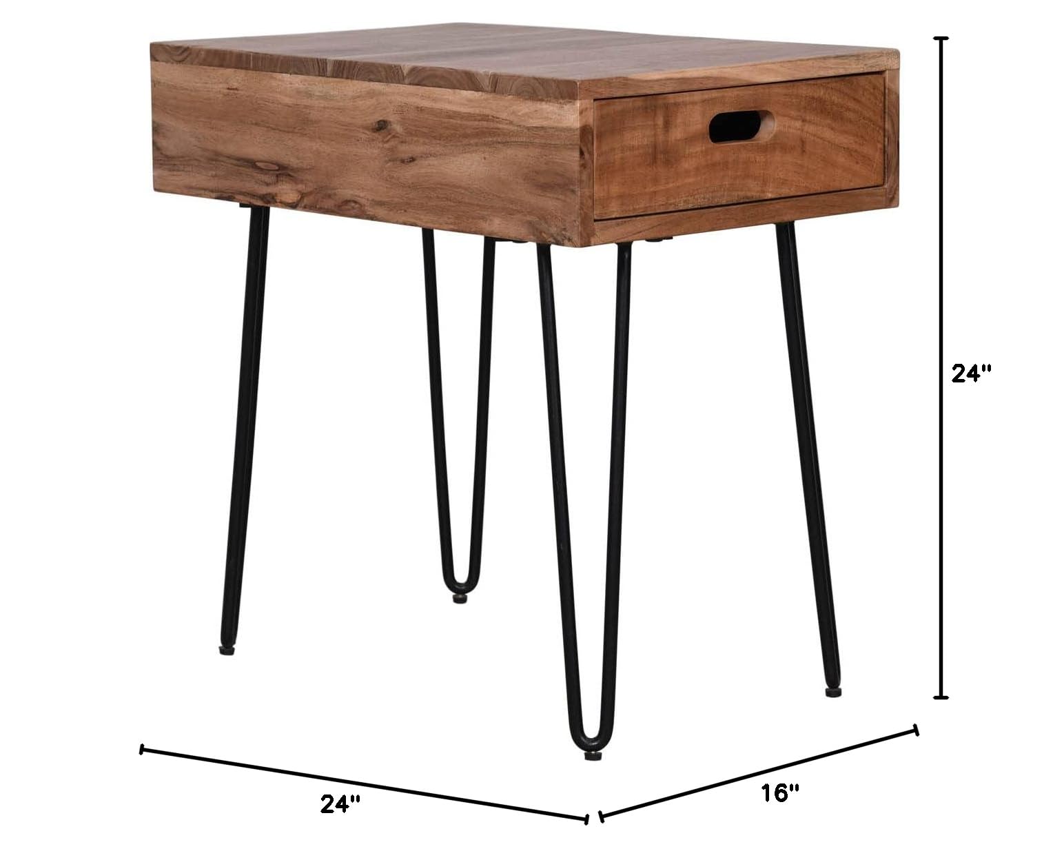 Jofran Inc. Rollins Solid Acacia Wood Side Table - Small End Table for Living Room, Bedroom, or Patio Furniture