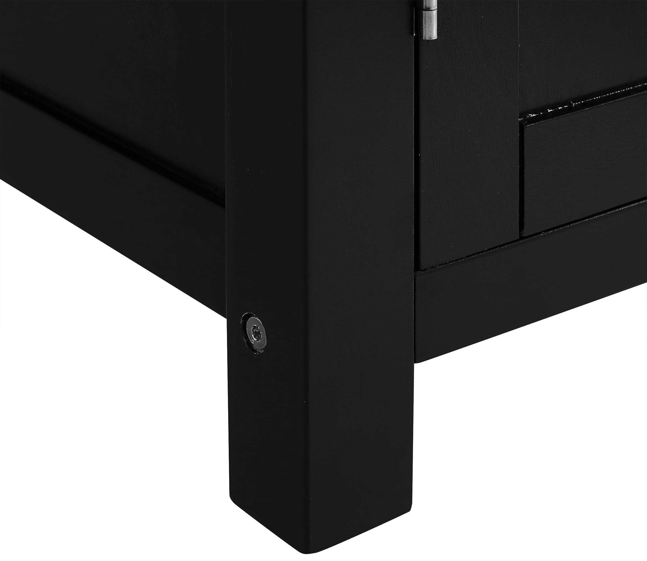 Crosley Savannah Wood Top Rolling Kitchen Island Cart with Shelves & Drawers - Black | Microwave Stand & Storage Solution for Small Kitchens, Apartments & Dining Areas
