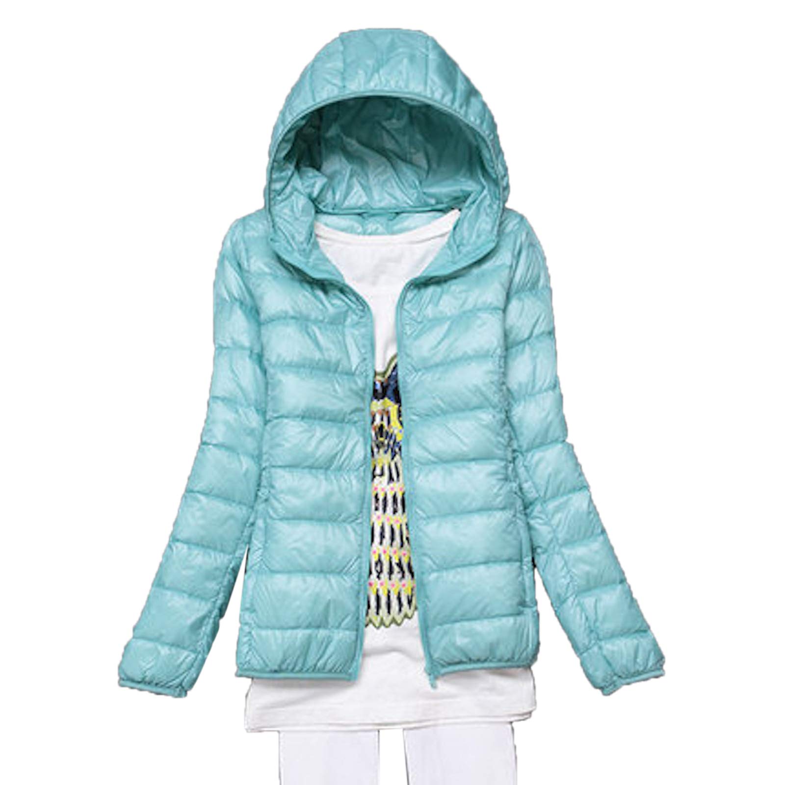 Elonglin Women's Lightweight Hooded Down Puffer Jacket - Warm Duck Down Quilted Winter Coat for Outdoor Activities & Daily Wear