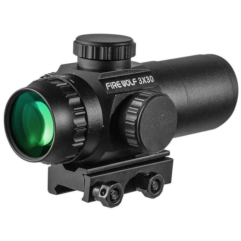 FIRE WOLF 3X30 Prism Scope - Compact Hunting Sight with 1/2 MOA, Waterproof & Shockproof up to 1000G, Fits 20mm Rail - Perfect for Tactical Shooting, Hunting, and Outdoor Adventures