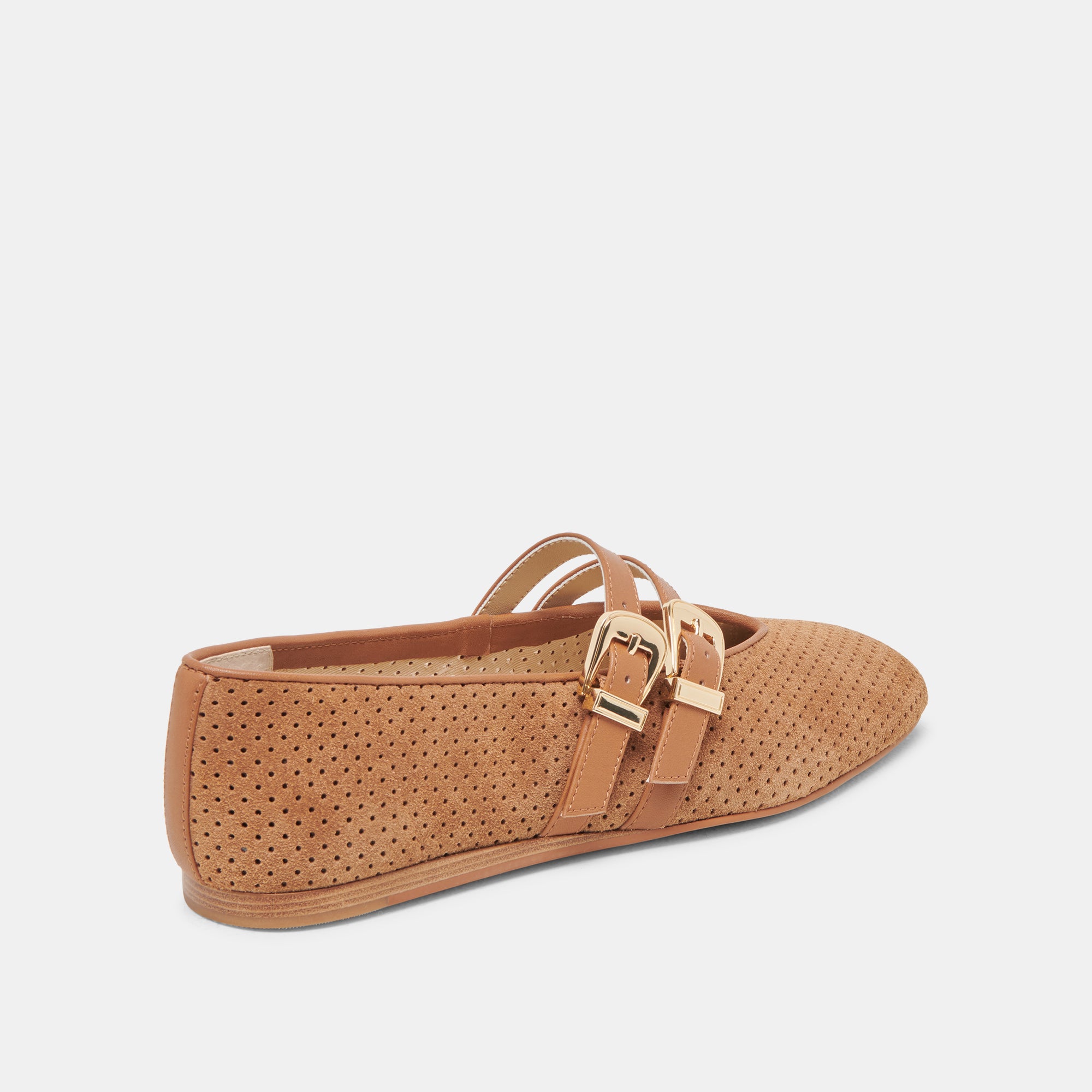 BAYLEE Women's Ballet Flats - Pecan Perforated Suede Loafers for Comfort & Style | Perfect for Work, Casual Outfits & Travel