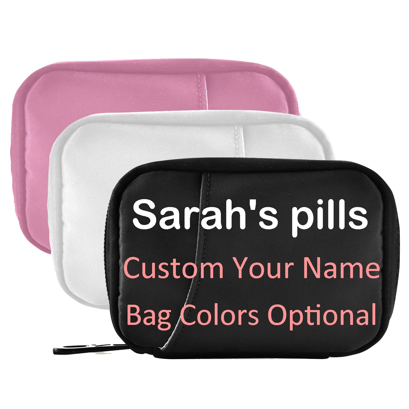 7-Day Travel Pill Organizer with Name Box - Portable Weekly Vitamin Supplement Holder, Compact Size (4.6 x 3.14 x 1.88 Inches) - Perfect for Daily Medication, Travel & Elderly Care - White