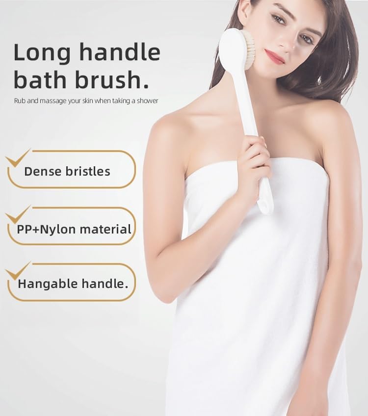 MobFest® Long Handle Bath Brush with Nylon Bristles - Exfoliating Shower Massager for Skin Care & Body Scrub - SPA Quality Bath Accessory (Multicolor, Large) - Perfect for Daily Exfoliation & Relaxing Shower Experience