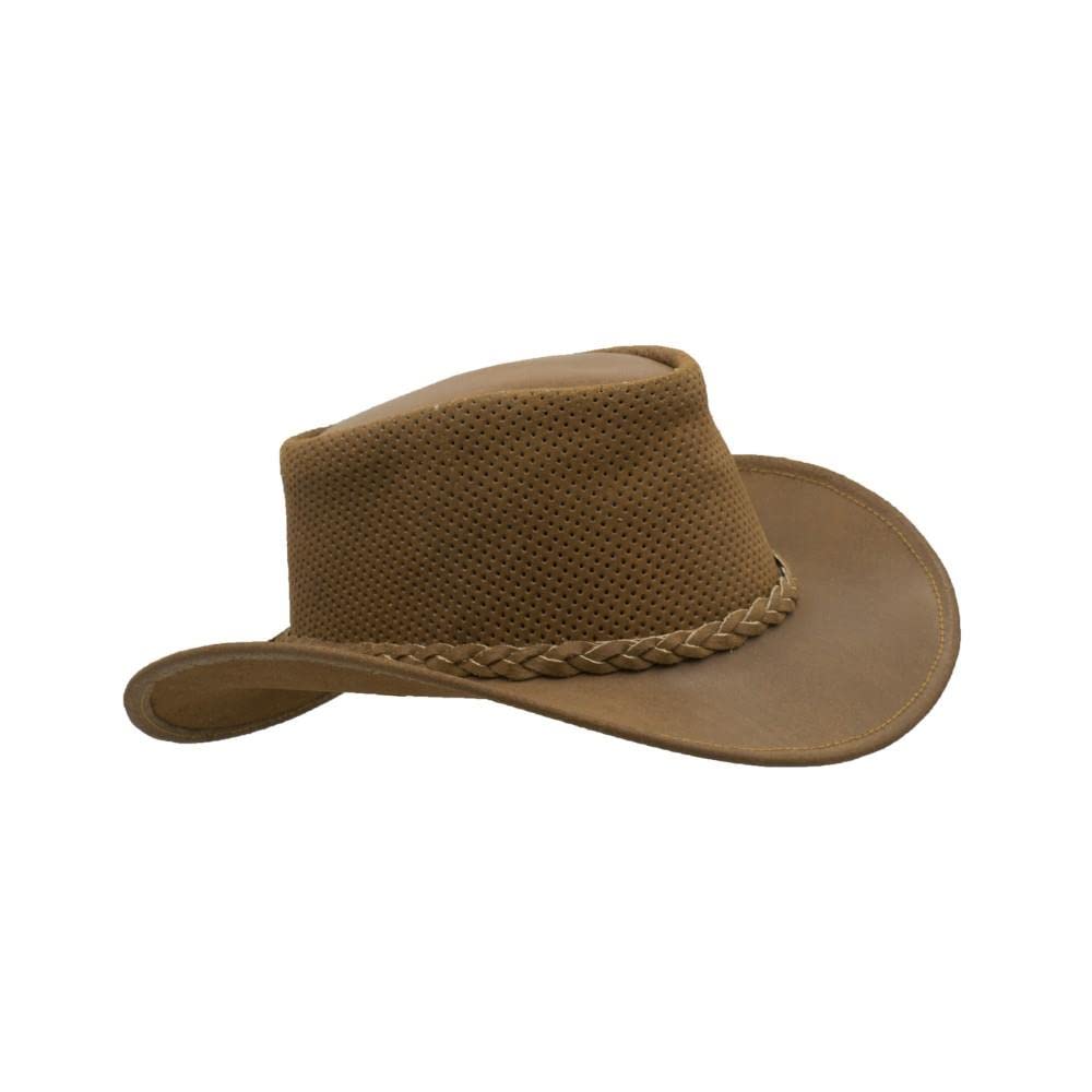 Walker & Hawkes Genuine Leather Cowhide Outback Cooler Hat for Men & Women - Sun Protection & Cooling for Outdoor Adventures, Camping, Hiking, and Beach Trips