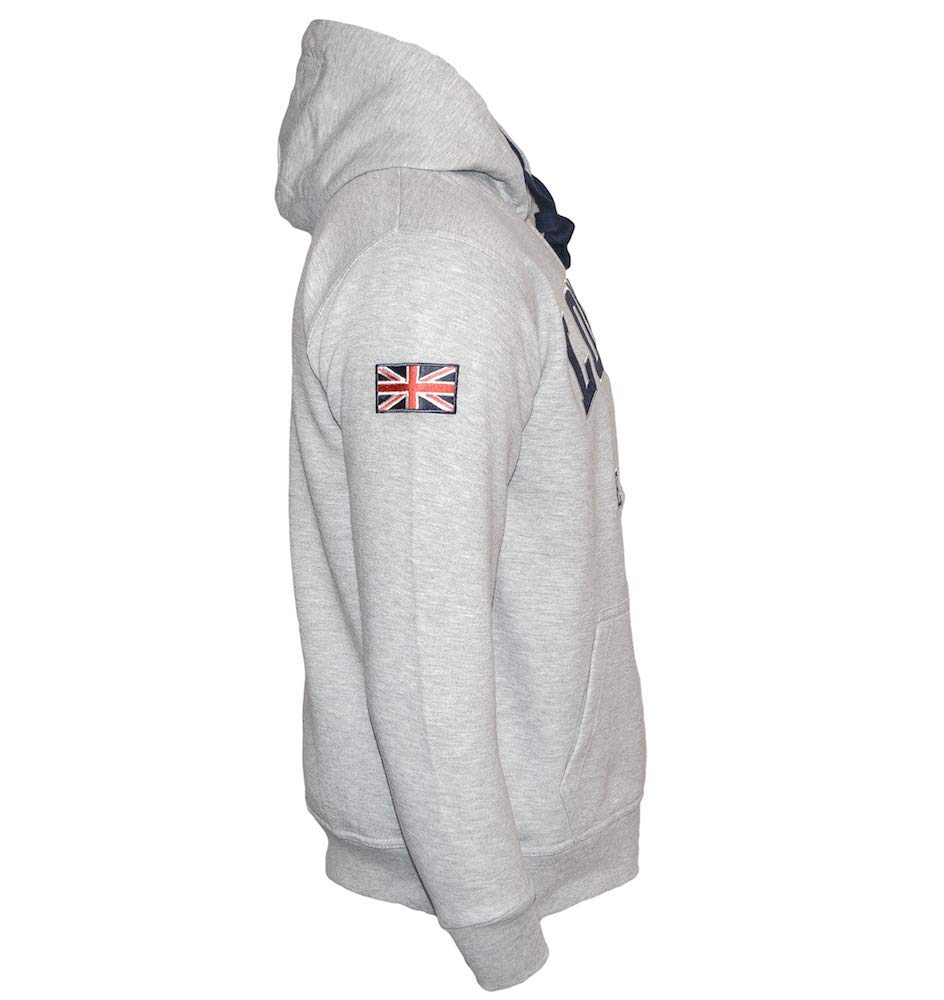 LE129ZGN Unisex London England Zipped Hoodie - Grey & Navy Hooded Sweatshirt (XS-2XL) | Streetwear Fashion, Casual Wear, Travel Outfit