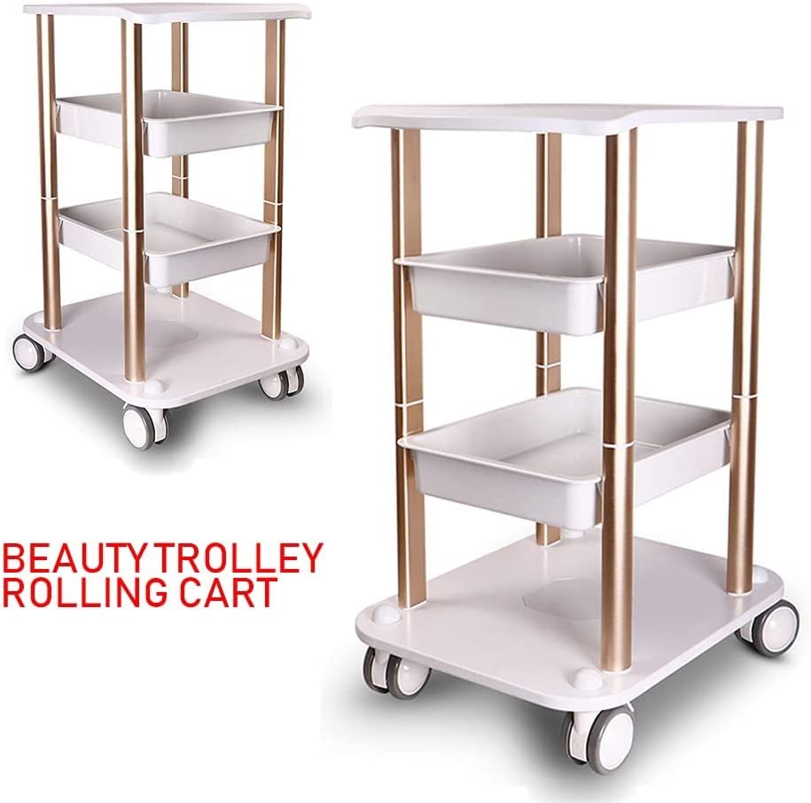 3-Tier Rolling Beauty Salon Cart with Wheels - Multifunctional Spa Trolley Stand for Equipment Storage, Mobile Utility Cart for Salon, Kitchen & Home Organization