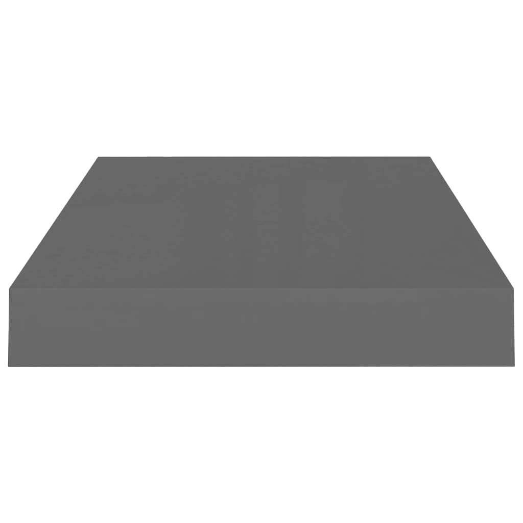 Floating Wall Shelves Set of 4 - Modern High Gloss Gray MDF Shelves 15.7x9.1x1.5 Inches - Space Saving Wall Mounted Shelves for Bedroom, Living Room, Bathroom, Kitchen - Home Decor & Organization Storage Solution