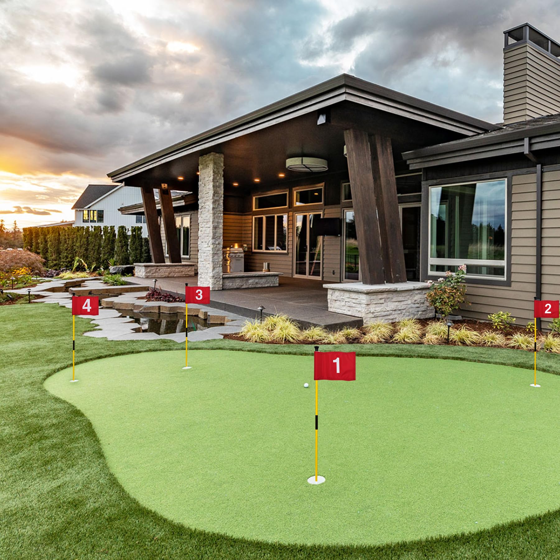 KINGTOP Mini Golf Flagstick - 3 Feet Double-Sided Numbered Putting Green Flag for Yard Practice | Portable 2-Section Golf Pin Flag & Hole Cup Set | Perfect for Backyard Training, Indoor Putting, and Golf Gifts