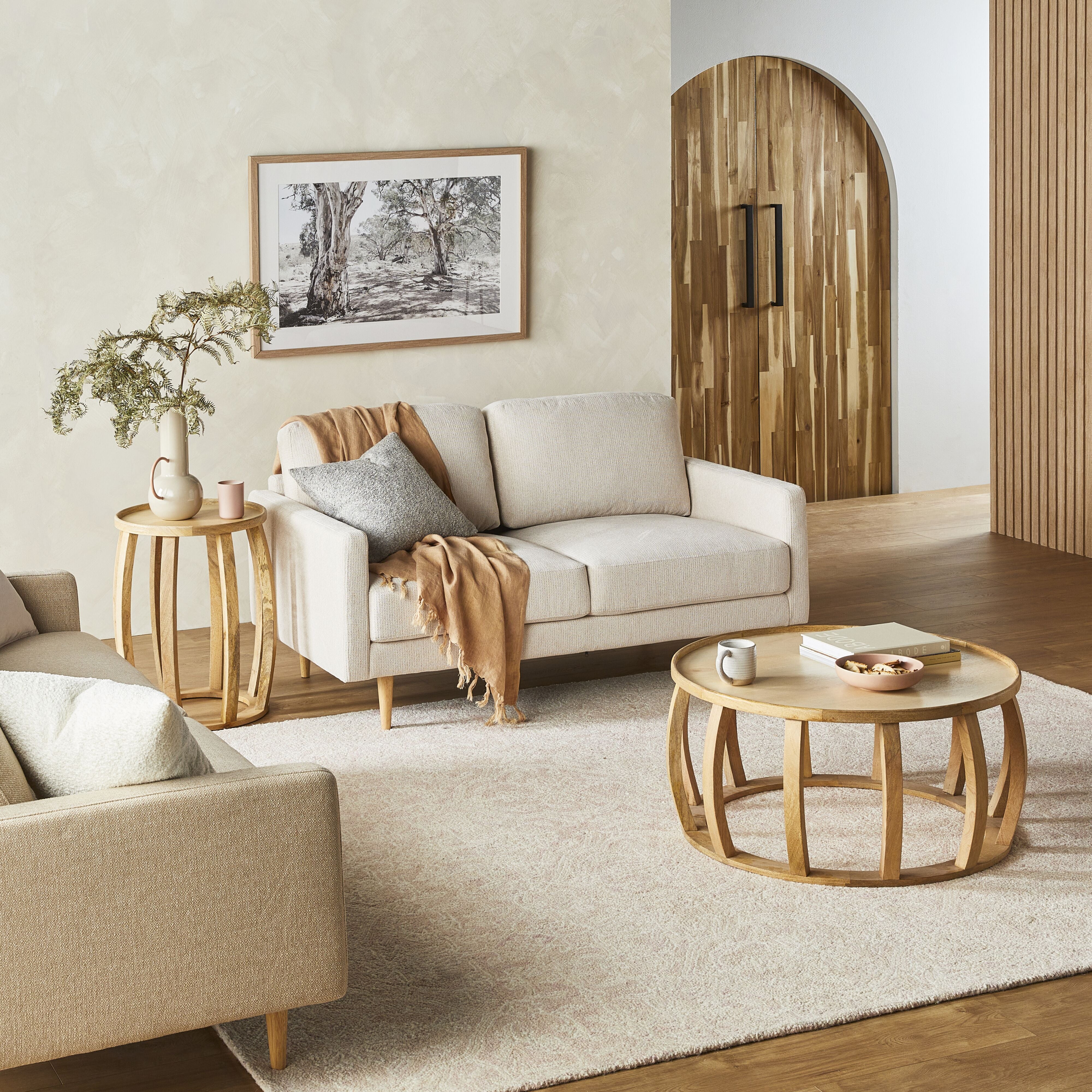 Boden 2-Seater Sofa Sorrento Almond - Modern Loveseat for Small Spaces, Living Room & Apartment Decor