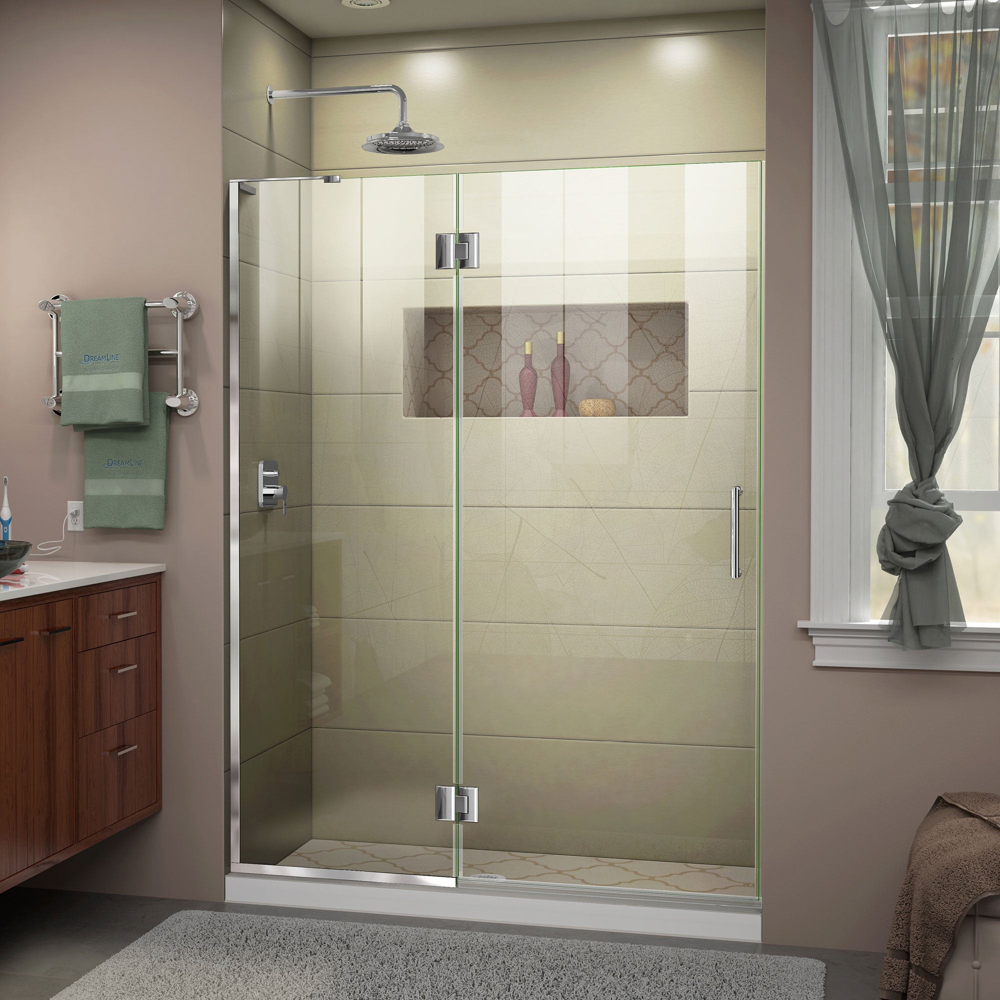 DreamLine Unidoor X 49 in. W x 72 in. H Frameless Hinged Shower Door