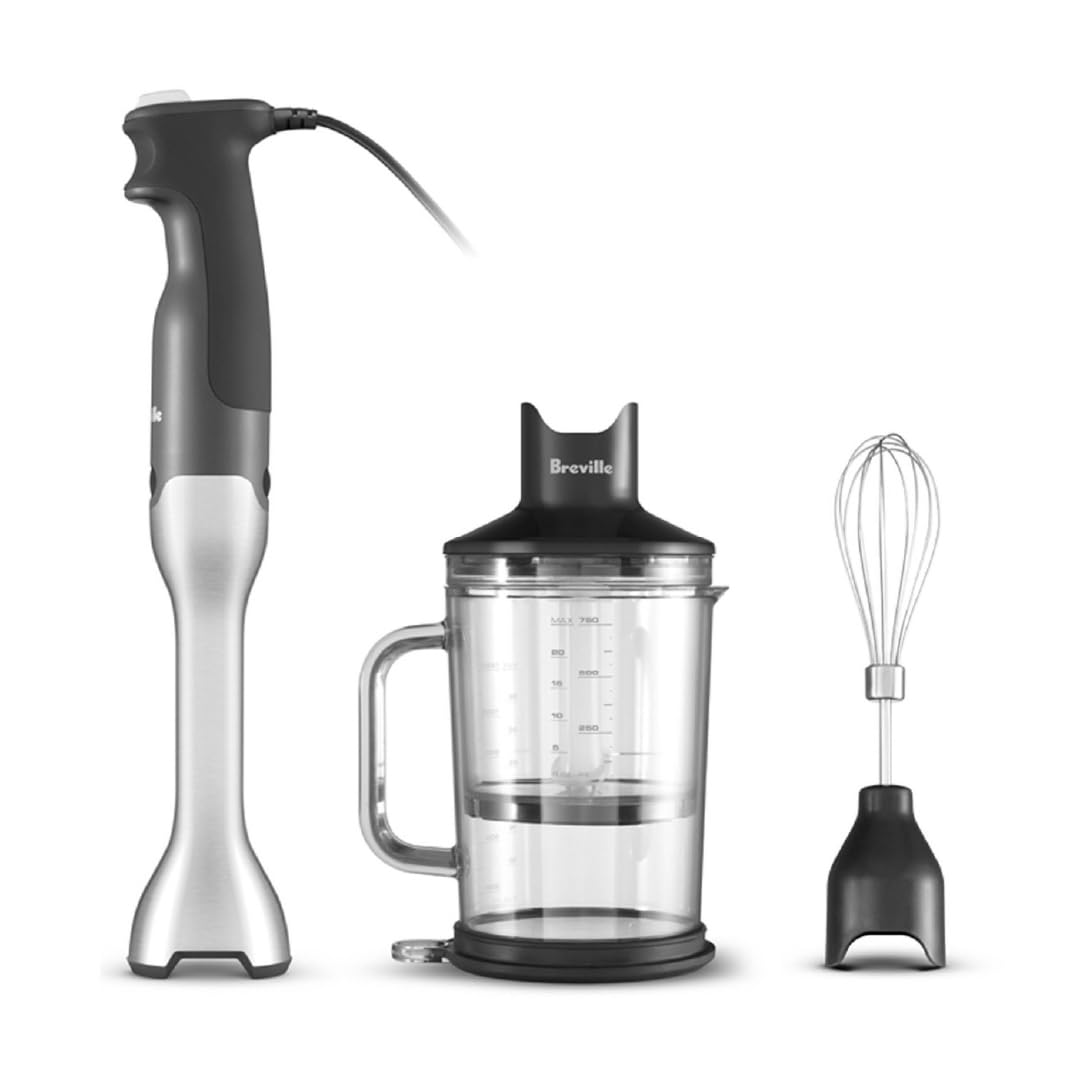 Breville Control Grip Immersion Blender - Powerful 280W Handheld Blender with Brushed Stainless Steel Design - Perfect for Smoothies, Soups, Sauces & Baby Food Prep in Kitchen