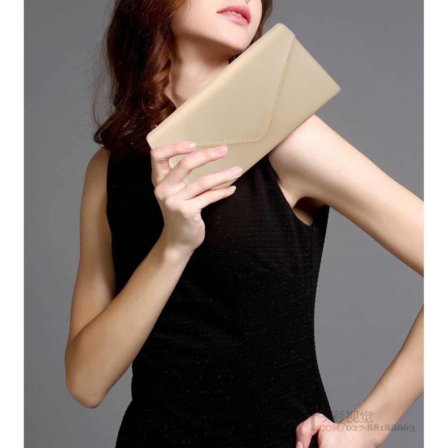Vegan Leather Envelope Clutch Bag for Women - Elegant Foldover Evening Purse with Wristlet Strap | Perfect for Parties, Weddings & Formal Events