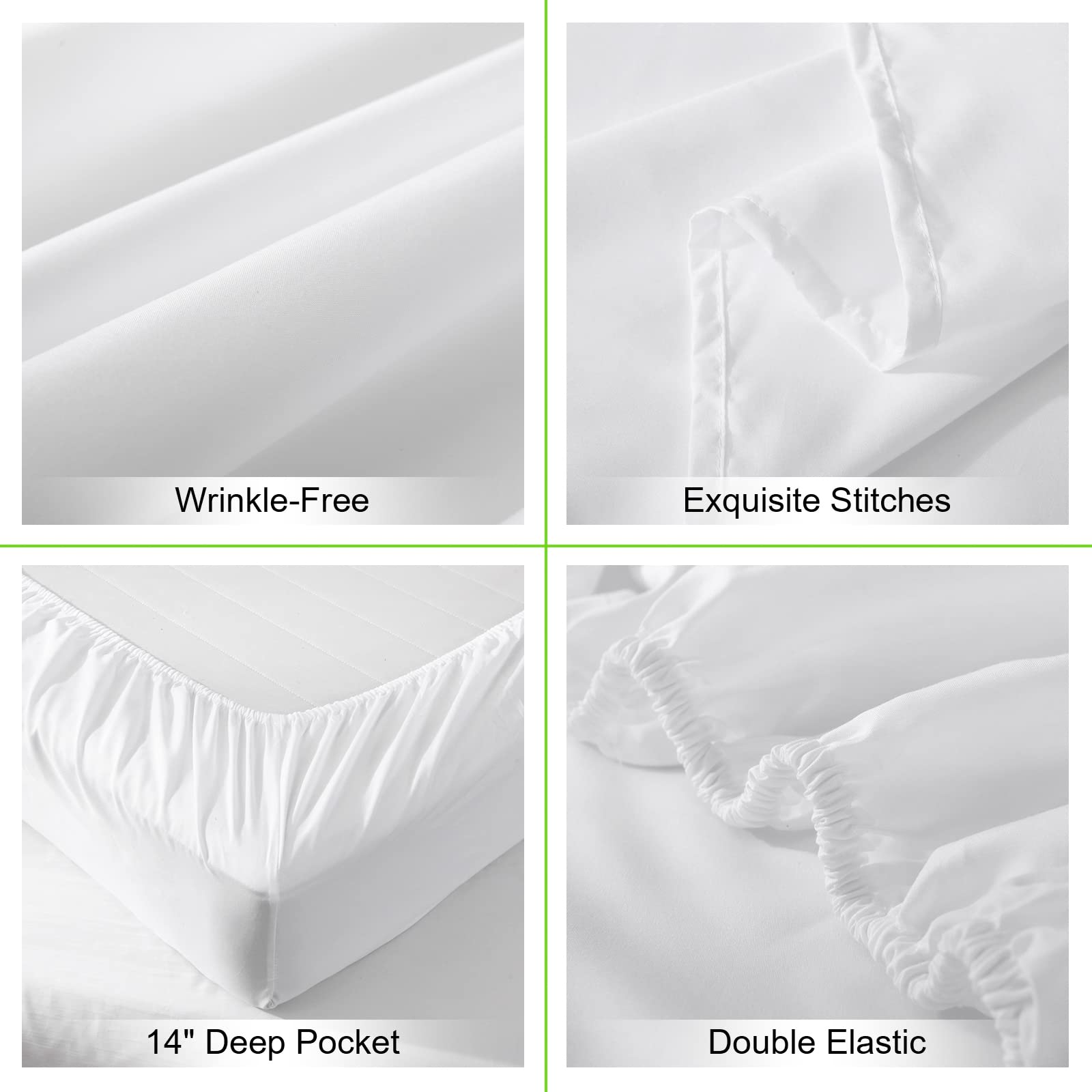 ILAVANDE 3-Piece White Twin Sheets Set - 1800 Series Luxury Hotel Microfiber Bedding, Super Soft & Breathable, Wrinkle-Free with 14