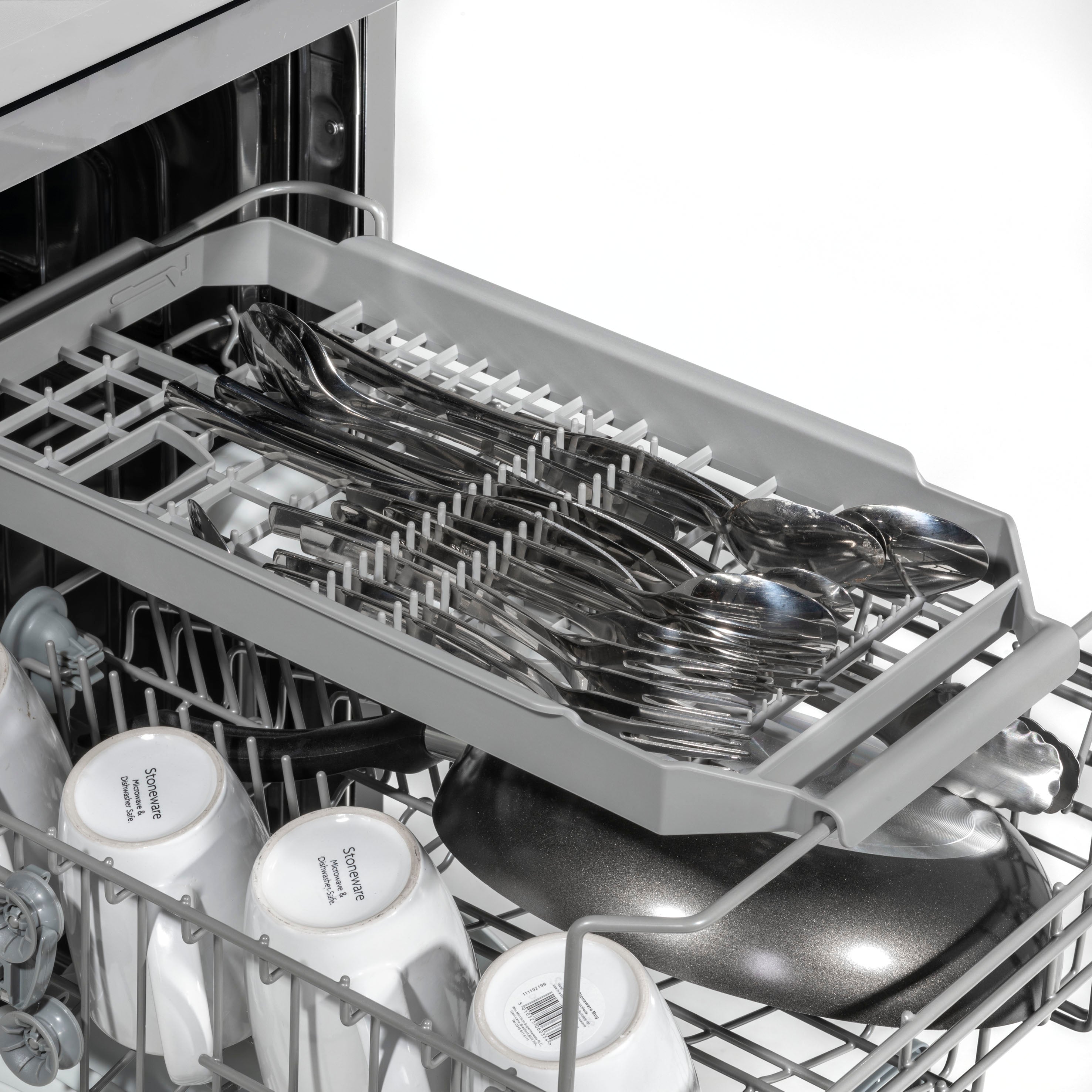 Baridi 45cm Slimline Freestanding Dishwasher - 10 Place Settings, 8 Wash Programs, Energy Efficient, Silver (DH166) - Perfect for Small Kitchens & Apartments