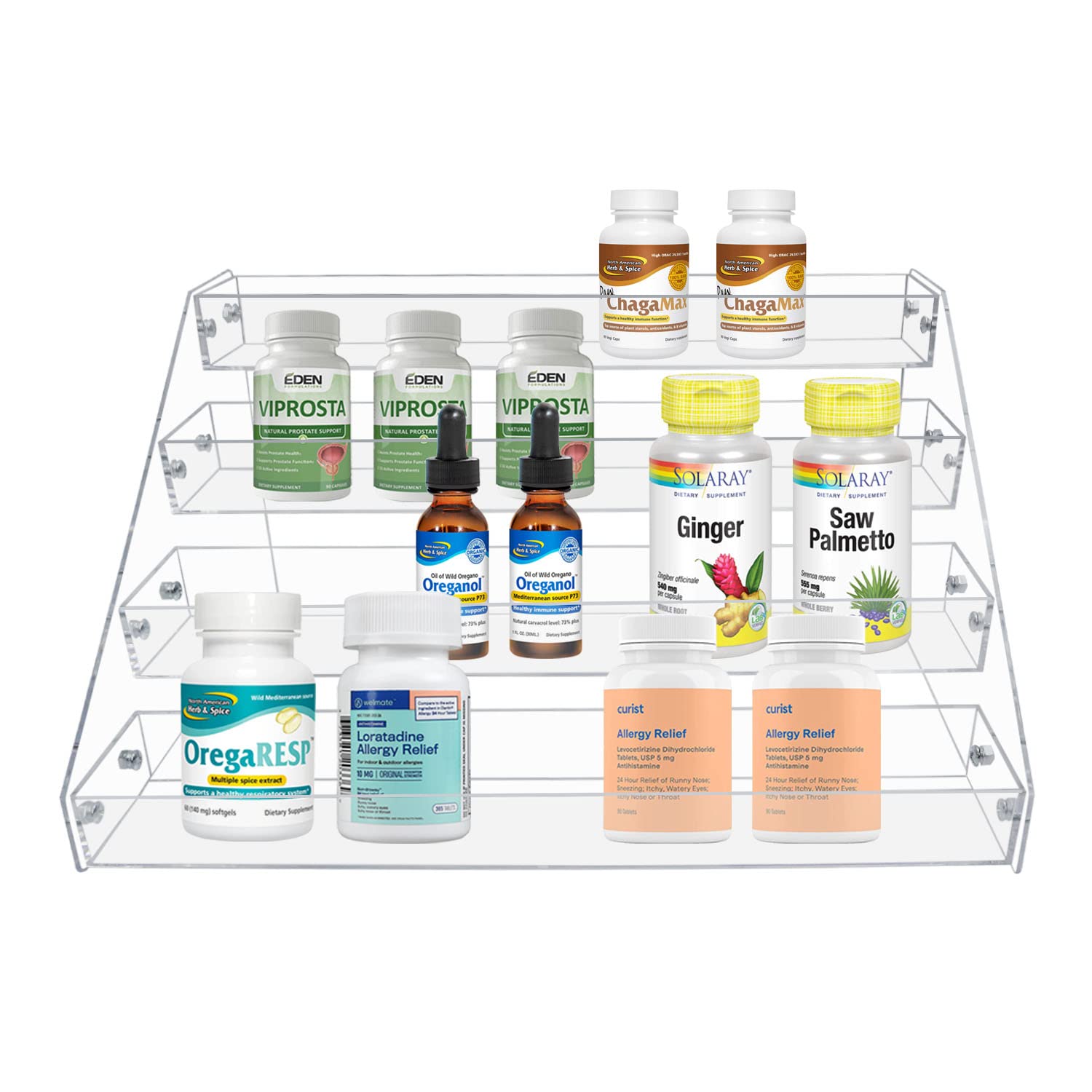 PMMASTO 4-Tier Clear Acrylic Spice Rack Organizer - Vertical Shelf for Seasonings, Cans & Kitchen Storage - Perfect for Countertop, Cabinet & Pantry Organization | Ideal for Small Spaces & Cooking Enthusiasts