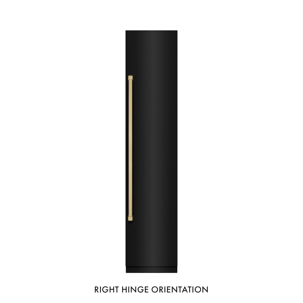 ZLINE Autograph Edition 18 Inch Right Hinge Column Freezer - 8.6 cu.ft Capacity, Black Stainless Steel with Graphite Gray Interior & Champagne Bronze Accents (RCFVRZ BS 18 CB) - Perfect for Home Kitchen, Basement, or Garage Storage
