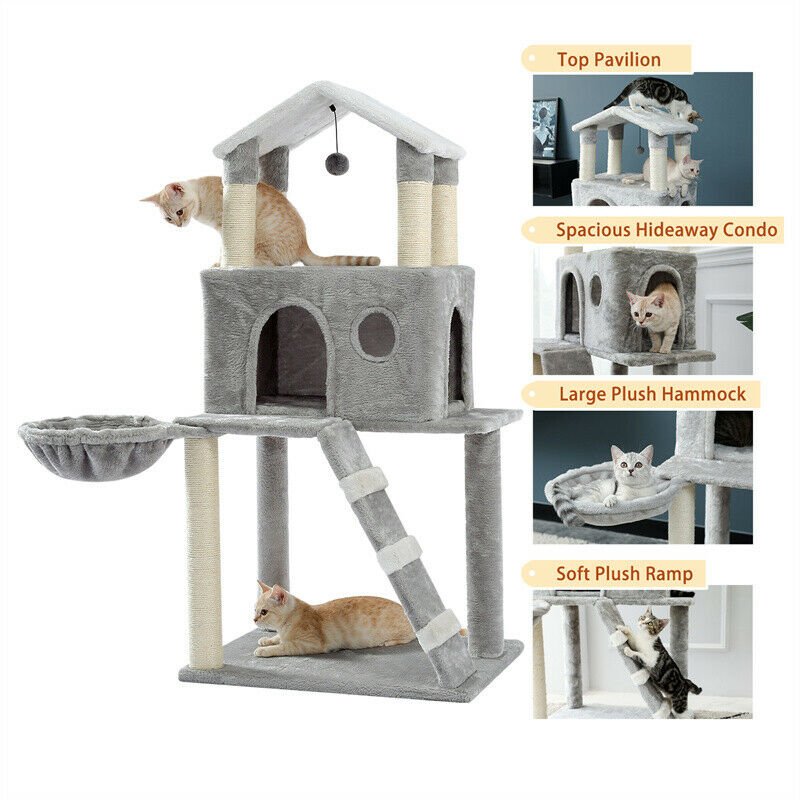 Premium Winter Cat Tree with Scratching Posts & Cozy Perches - Warm & Stylish Indoor Cat Furniture for Play, Rest & Climbing - Perfect for Small Spaces & Cold Weather