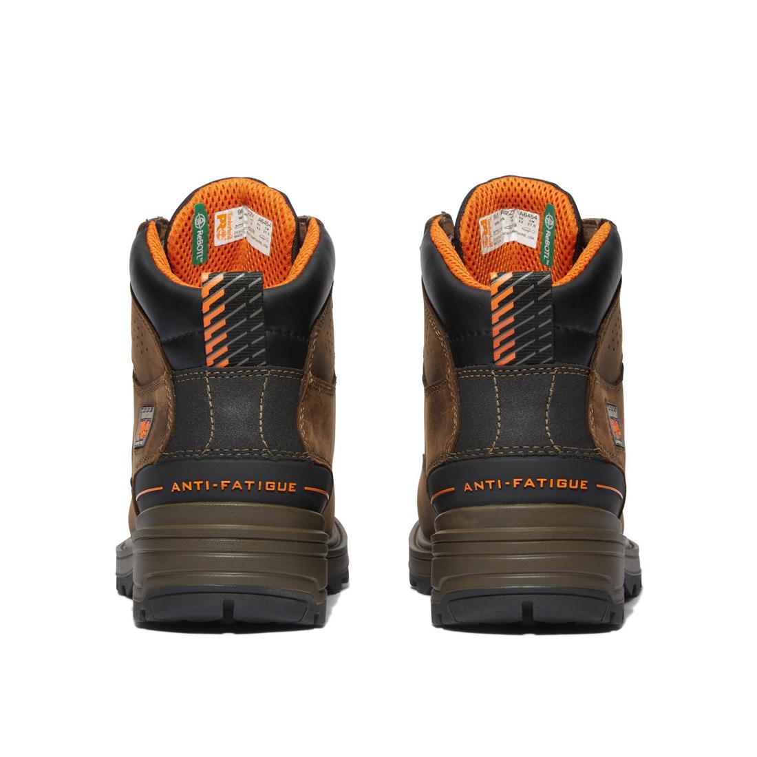 6 Inch Composite Toe Waterproof Work Boots for Men - OSHA Safety Rated, Slip Resistant, Comfortable Orange & Brown Work Shoes for Construction, Warehouse & Outdoor Jobs
