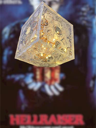 Hellraiser Puzzle Box Laser Engraved Night Light with Stand - Horror Movie Decor for Bedroom, Home Theater & Halloween Party