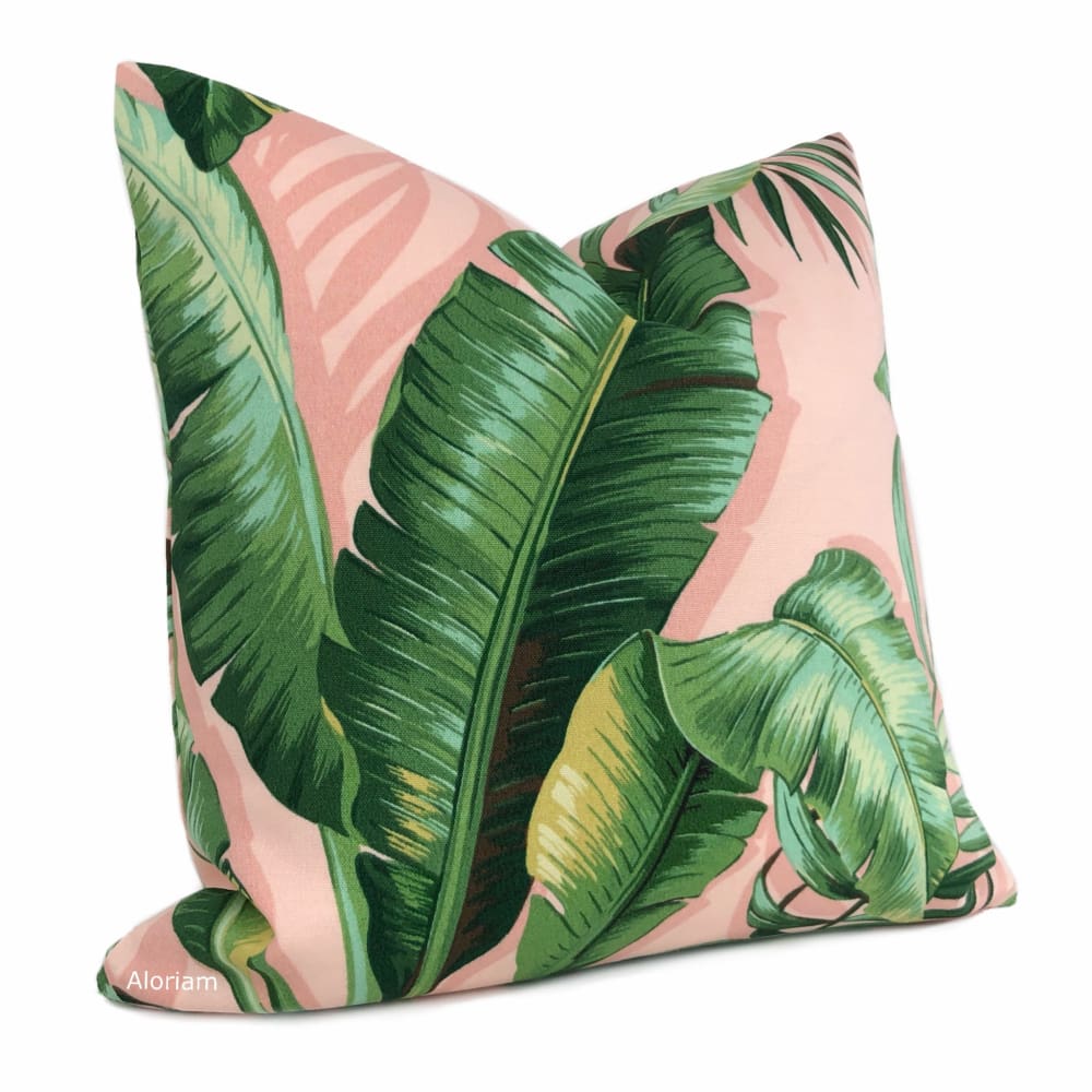 Tommy Bahama Fabric Pink & Green Palm Leaf Print Pillow Cover - Indoor & Outdoor Decorative Throw Pillow Case for Patio, Living Room, Beach House Decor