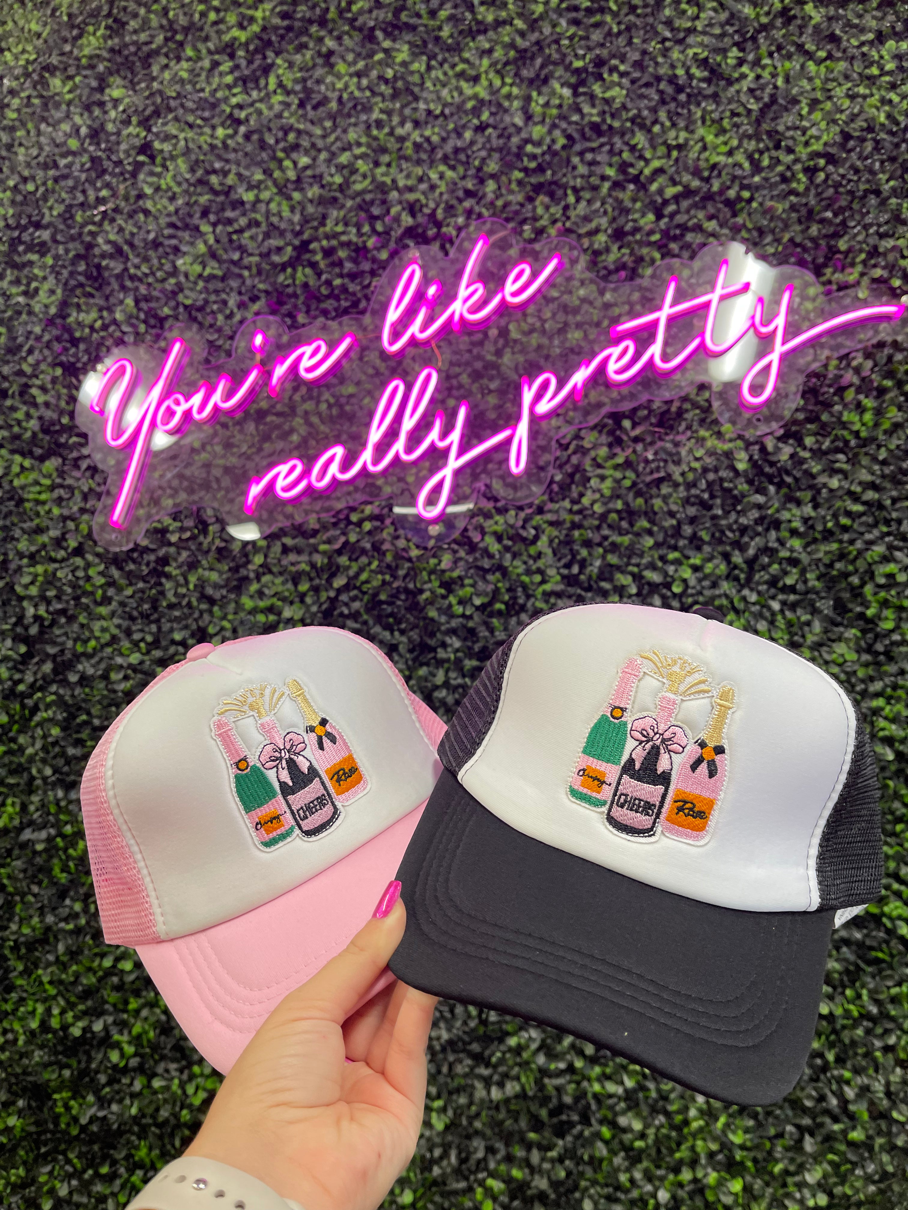 Champagne Please Trucker Hat - Stylish & Trendy Snapback Cap for Men & Women - Perfect for Parties, Concerts & Outdoor Events