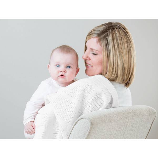 Lulujo Premium Soft Cellular Baby Blanket - Breathable & Lightweight White Swaddle Blanket for Newborns & Infants - Perfect for Nursery, Stroller, and Travel Use