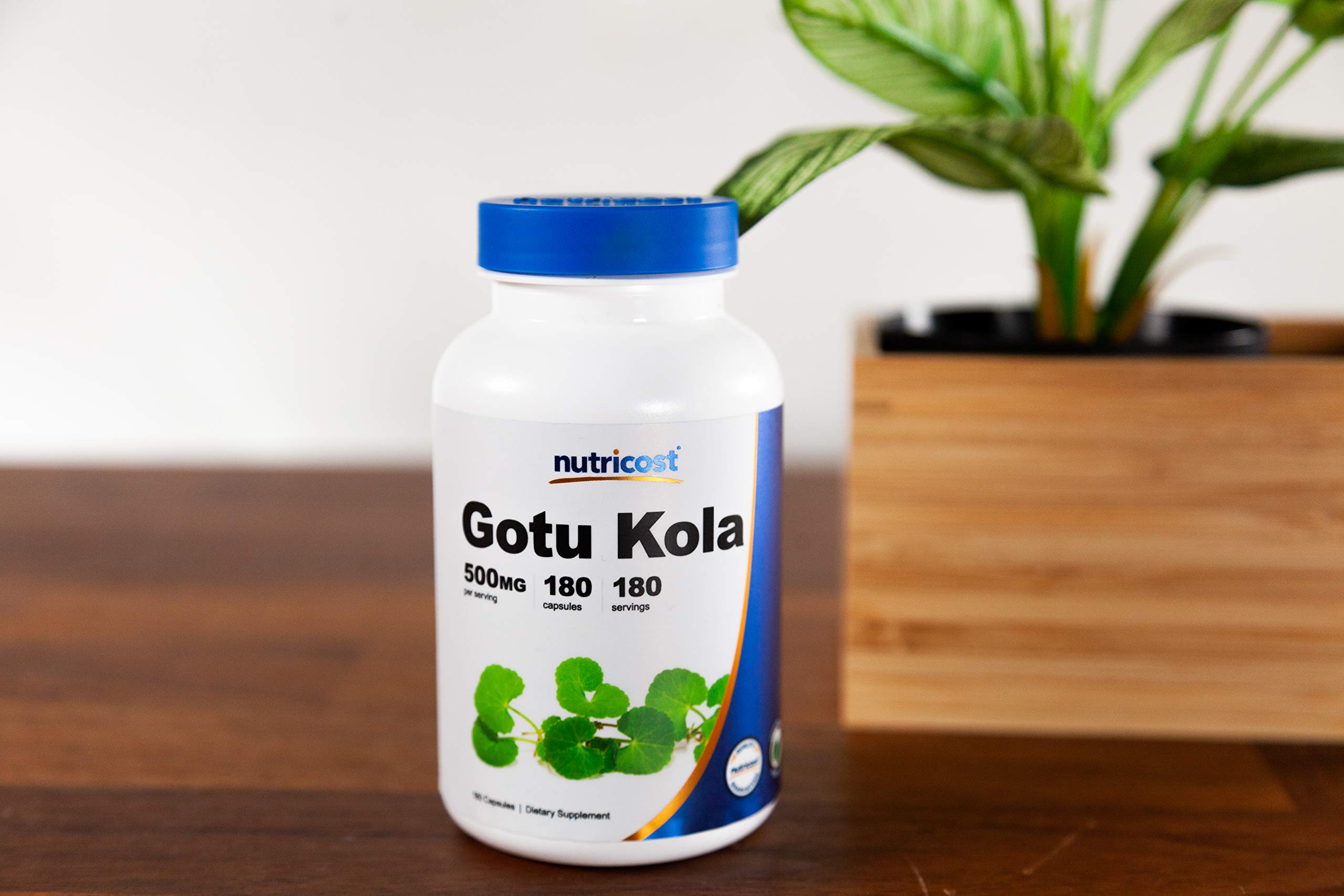 Nutricost Gotu Kola 500mg, 180 Vegetarian Capsules - Gluten Free, Non-GMO Supplement for Memory Support & Stress Relief - Perfect for Daily Wellness Routine