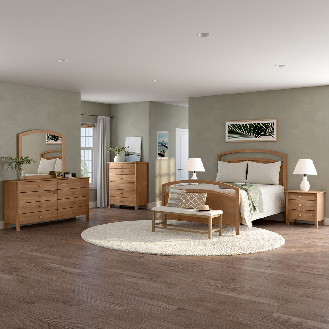 Modern & Stylish Nouveau Bed - Queen Size Platform Bed Frame with Upholstered Headboard - Perfect for Bedroom, Guest Room & Apartment Decor