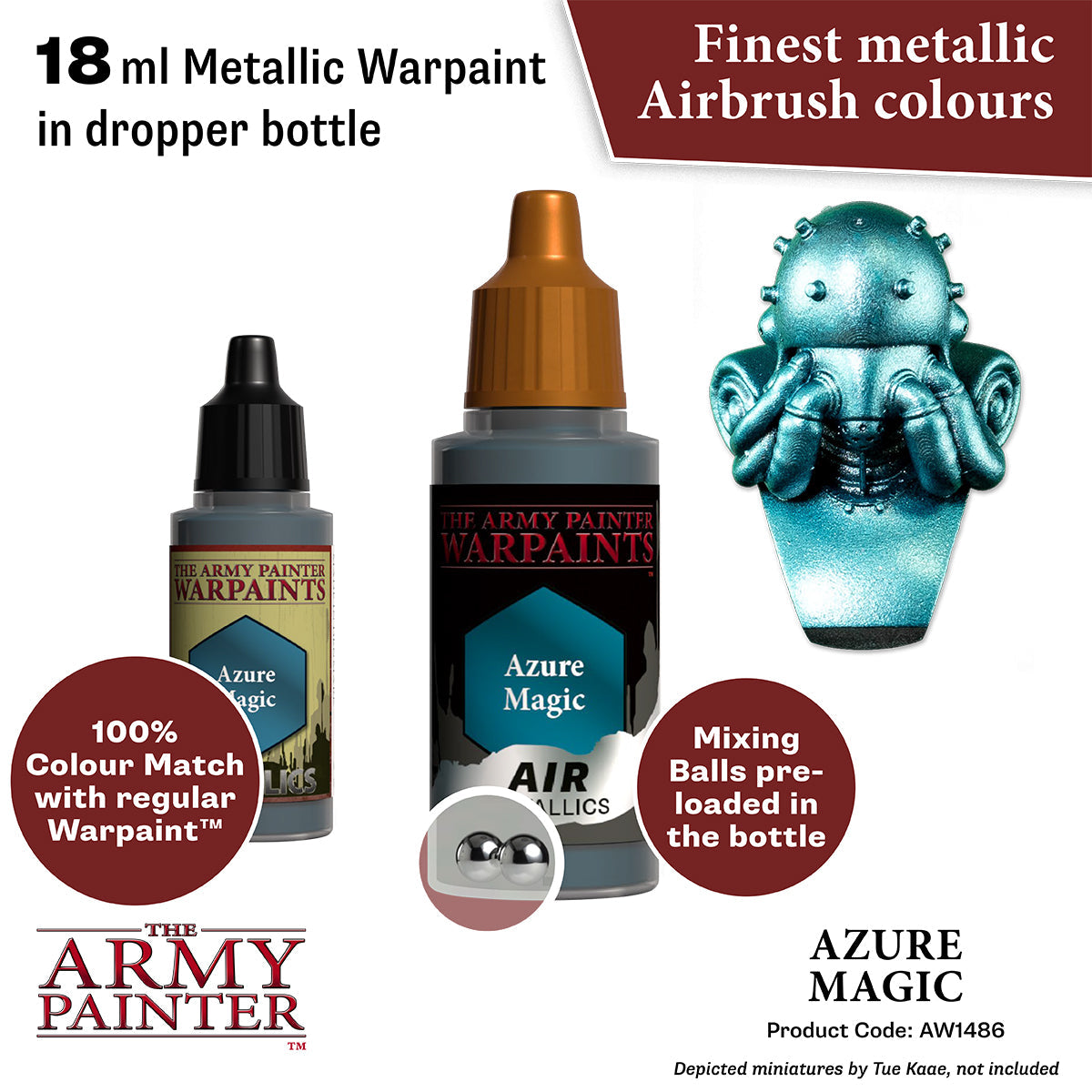 Warpaints Air Metallics: Azure Magic - Premium Metallic Acrylic Paint for Miniatures & Models - Perfect for Warhammer, D&D, and Cosplay