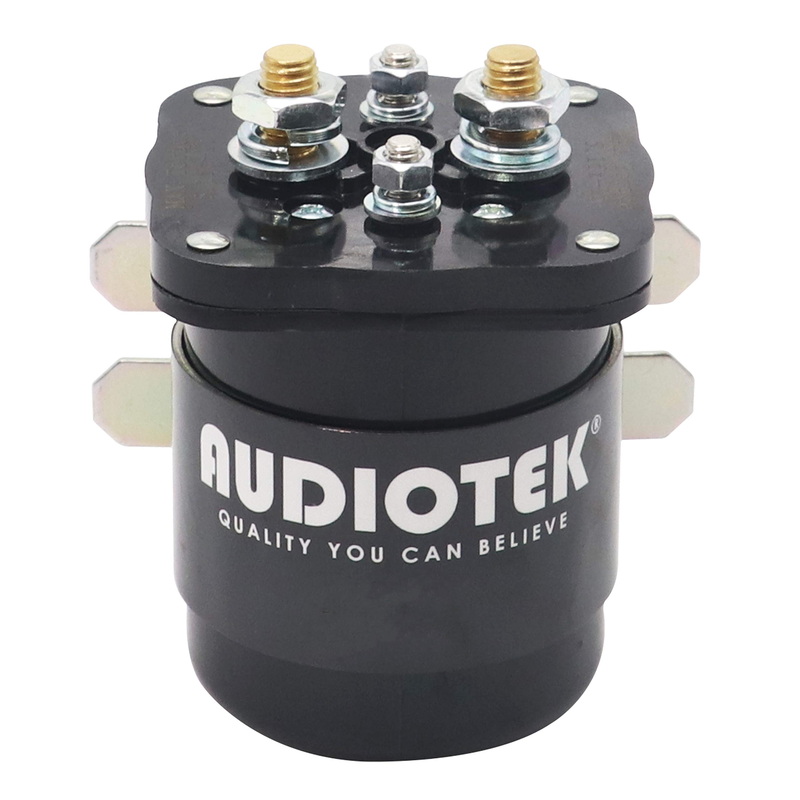 Audiotek 500-Amp 12V Continuous Duty Solenoid Relay - Heavy Duty Battery Isolator & SPST Starter Relay (4 Pin) for Cars, Boats, RVs, Motorcycles - Perfect for Off-Roading, Marine & RV Power Management (1 Pack)