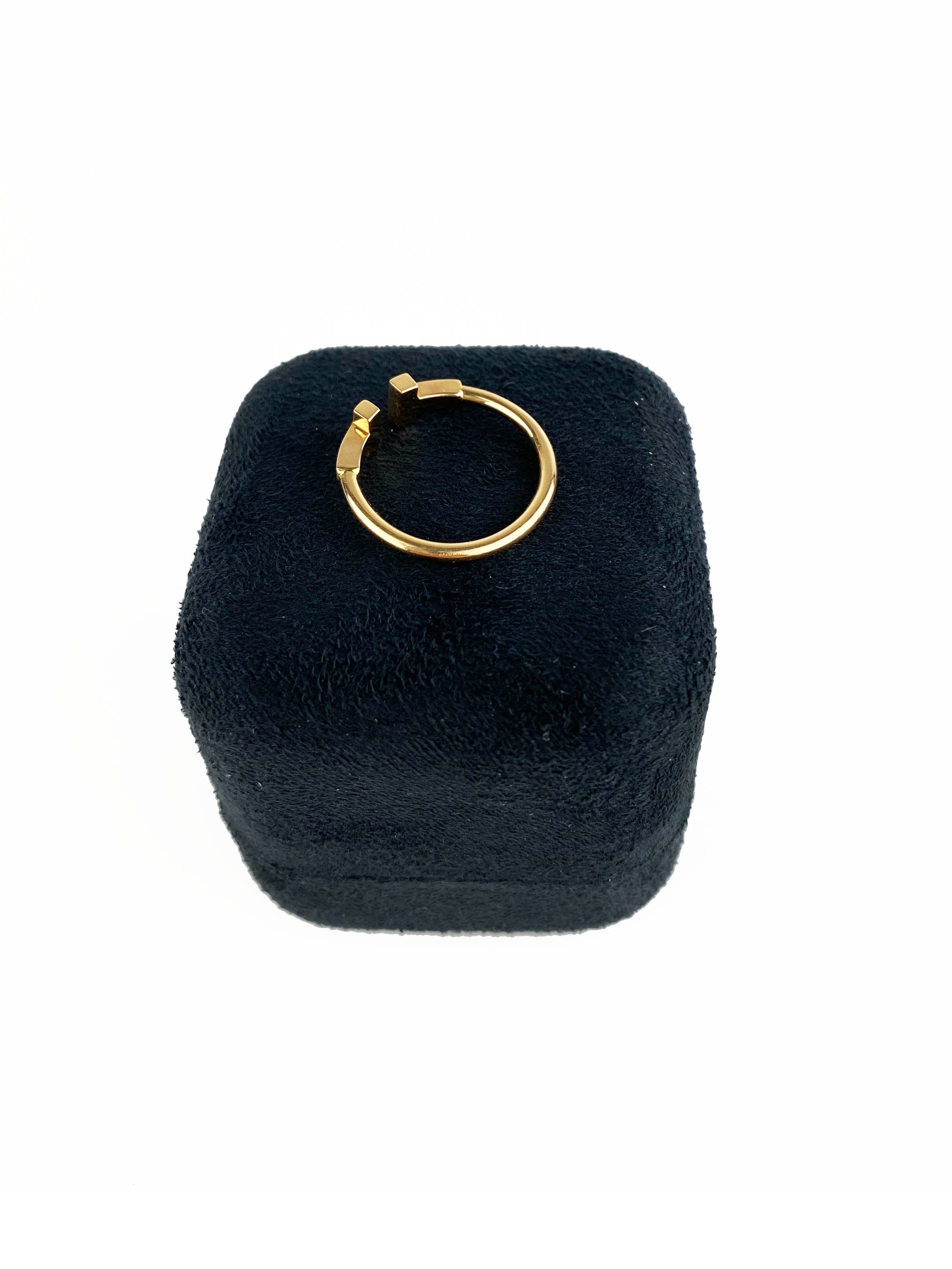 Tiffany & Co 18k Gold T Wire Ring for Women - Elegant 13mm Band Jewelry Gift for Anniversary, Birthday & Special Occasions