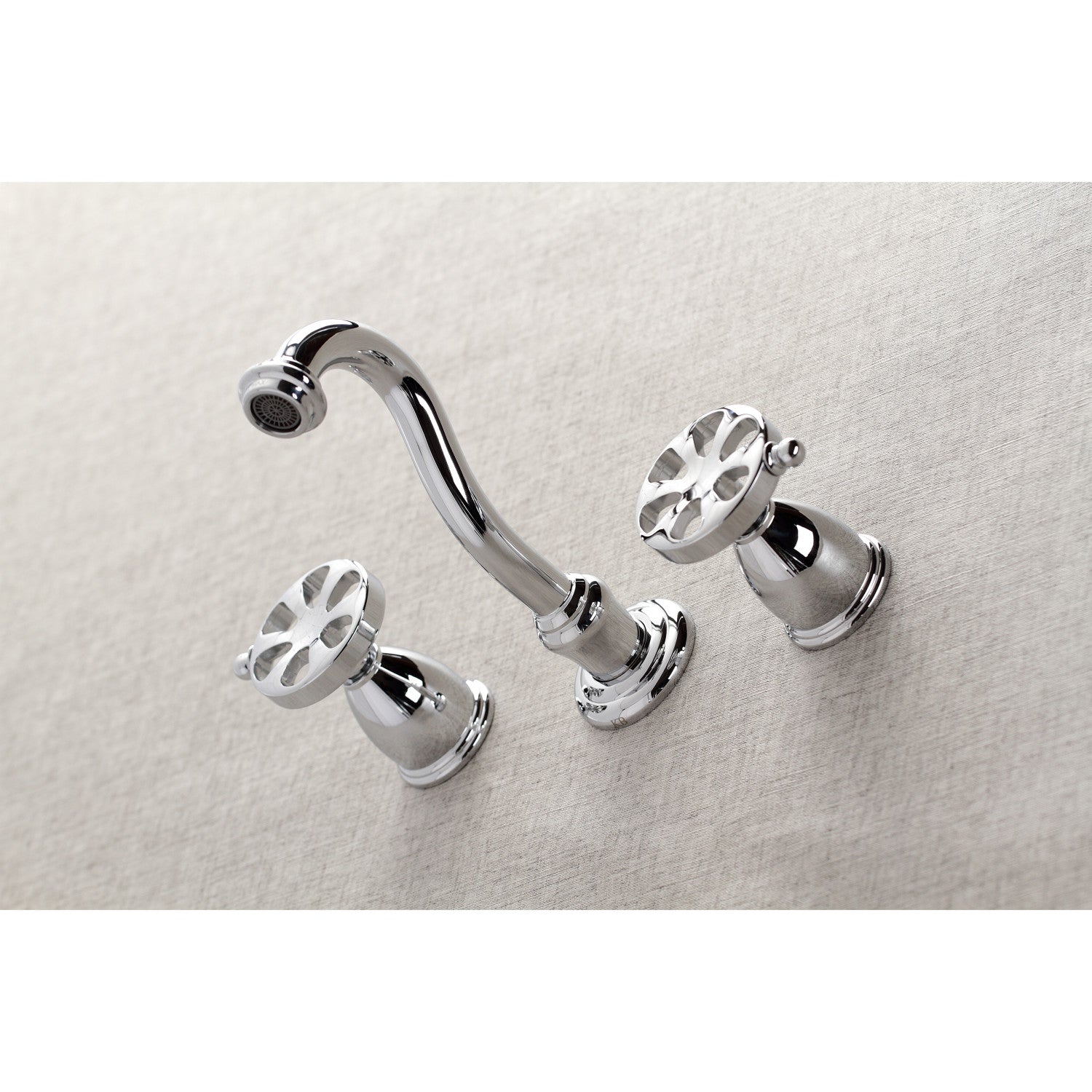 Belknap KS3121RX Polished Chrome Double Handle 3-Hole Wall Mount Bathroom Faucet - Perfect for Modern Bathrooms, Powder Rooms & Spa Retreats