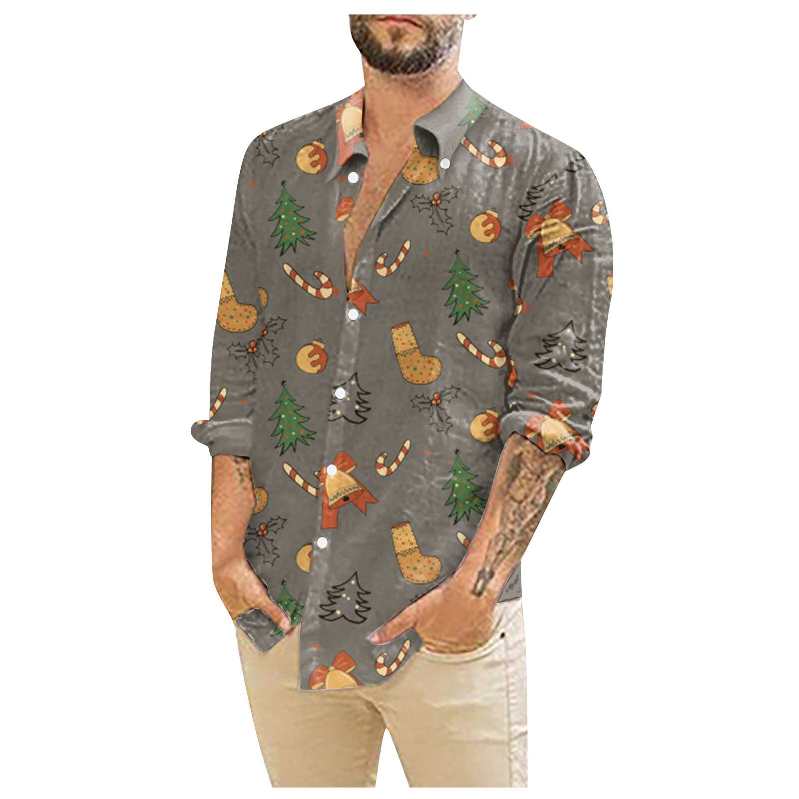 Ymosrh Men's Floral Printed Button Down Long Sleeve Dress Shirt - Funny & Cute Graphic Casual Shirt for Work, Party, and Date Night Outfits