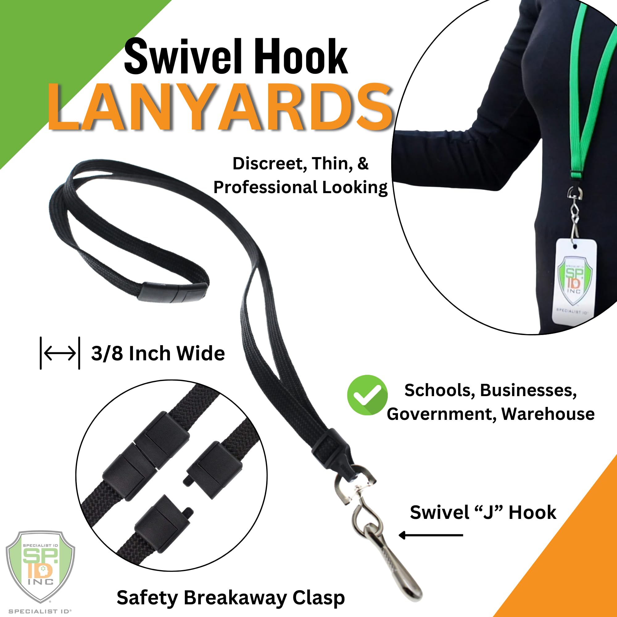 Premium Breakaway Lanyards 100 Pack - 3/8