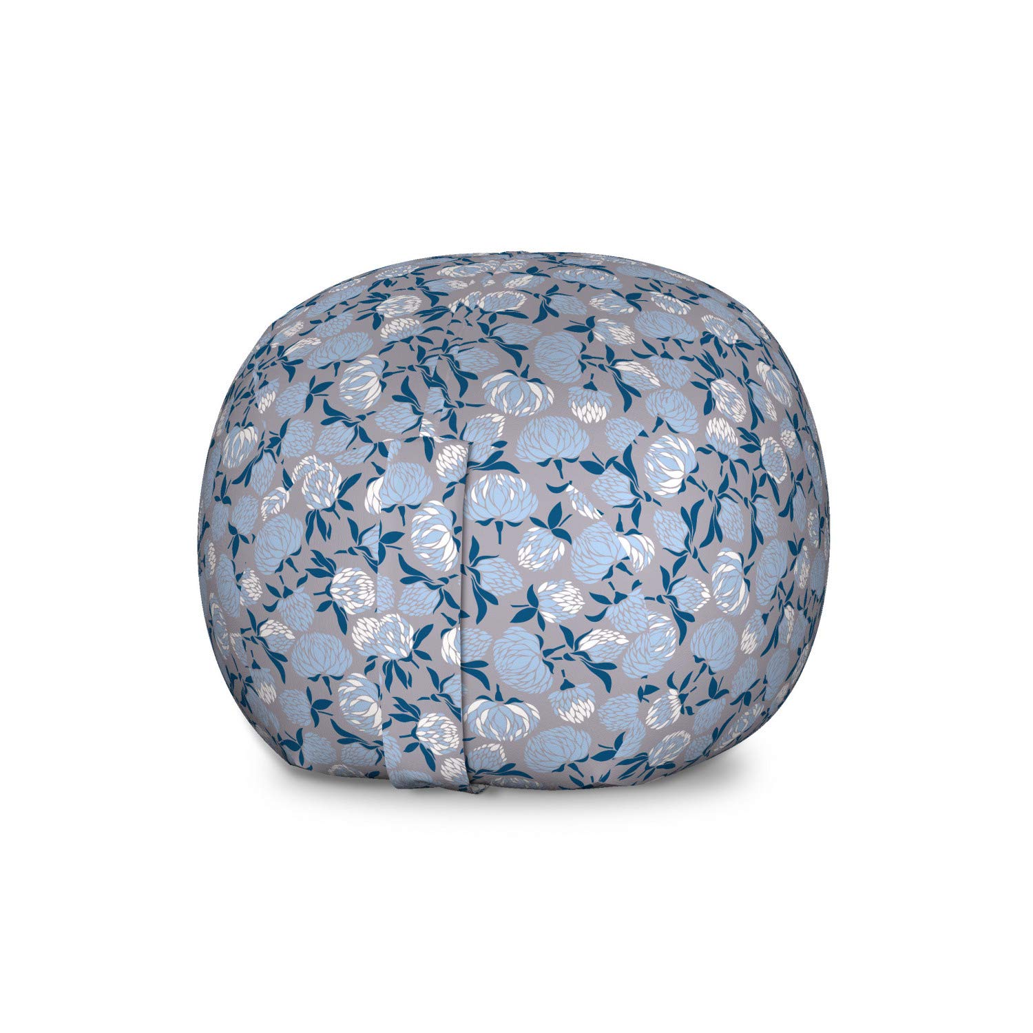 Ambesonne Large Washable Storage Toy Bag Chair - Pastel Floral Blossom Branches Design, Stuffed Animal Organizer for Kids Room, Nursery, Playroom - Dimgray Pale Blue
