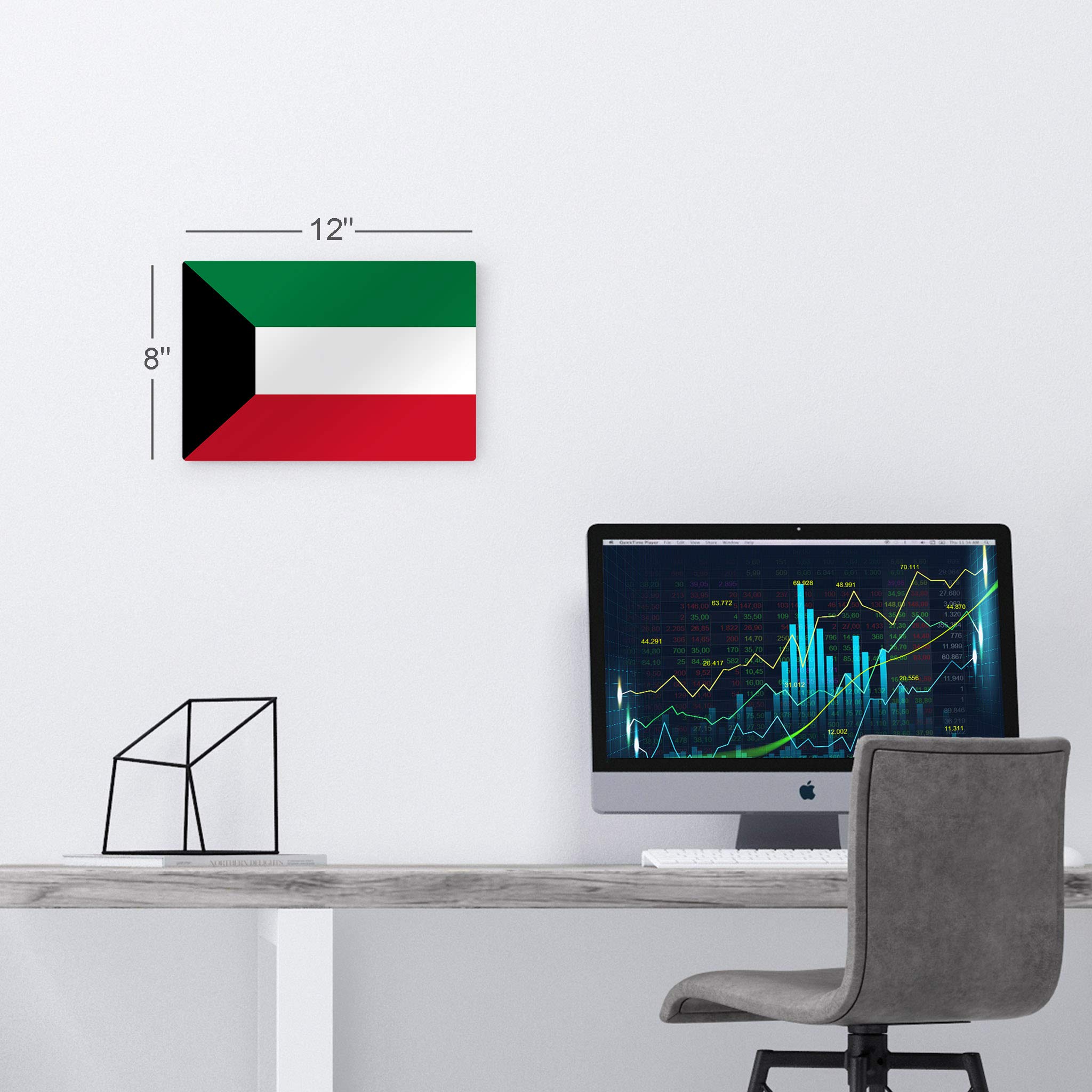 Kuwait Flag Metal Wall Art Print - 30x40 Inches, Made in USA | Modern Home Decor for Office, Living Room, Dorm, Bedroom, Kitchen, Man Cave, Sports Club & Bar | Ready to Hang Country Flags Decor for Patriotic Display & Gift Giving