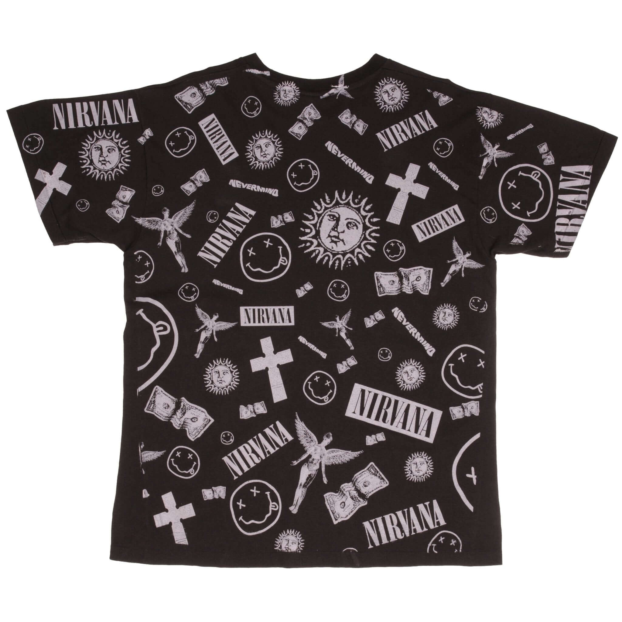 Nirvana Nevermind Kurt Cobain Bootleg All Over Print Tee Shirt - XL Single Stitch Vintage Style for Concerts & Casual Wear