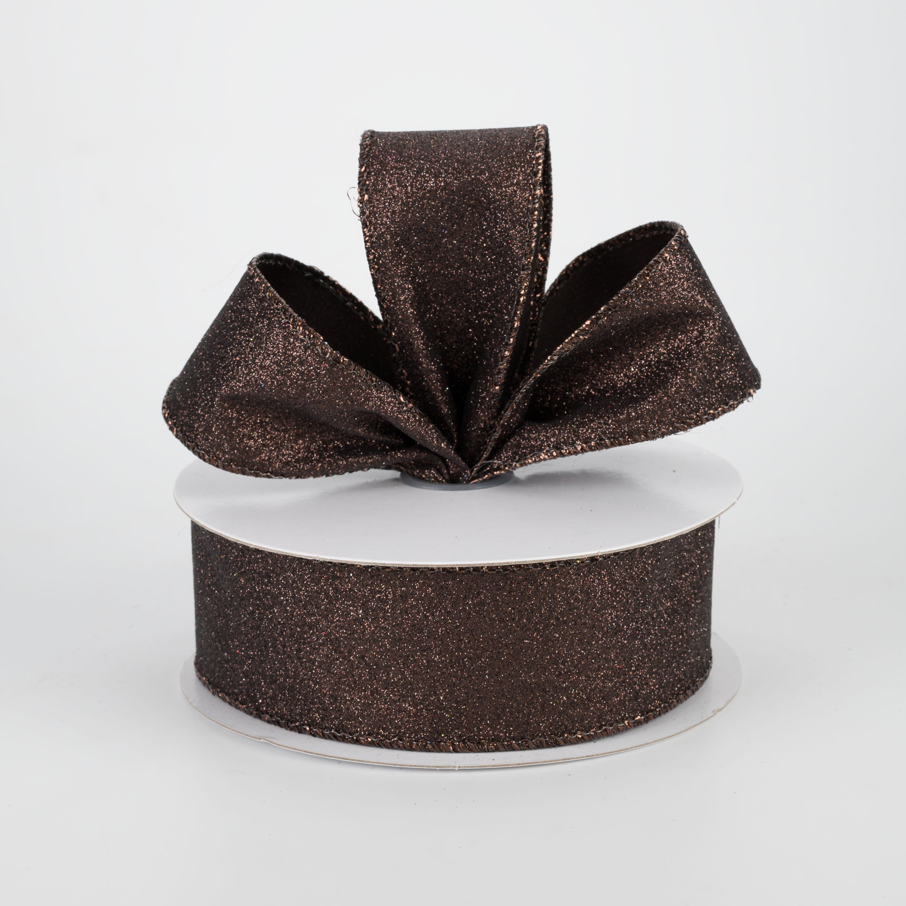 1.5 Inch Lustrous All Flat Glitter Ribbon - Chocolate Brown (10 Yards) for Gift Wrapping, DIY Crafts, Party Decorations and Scrapbooking