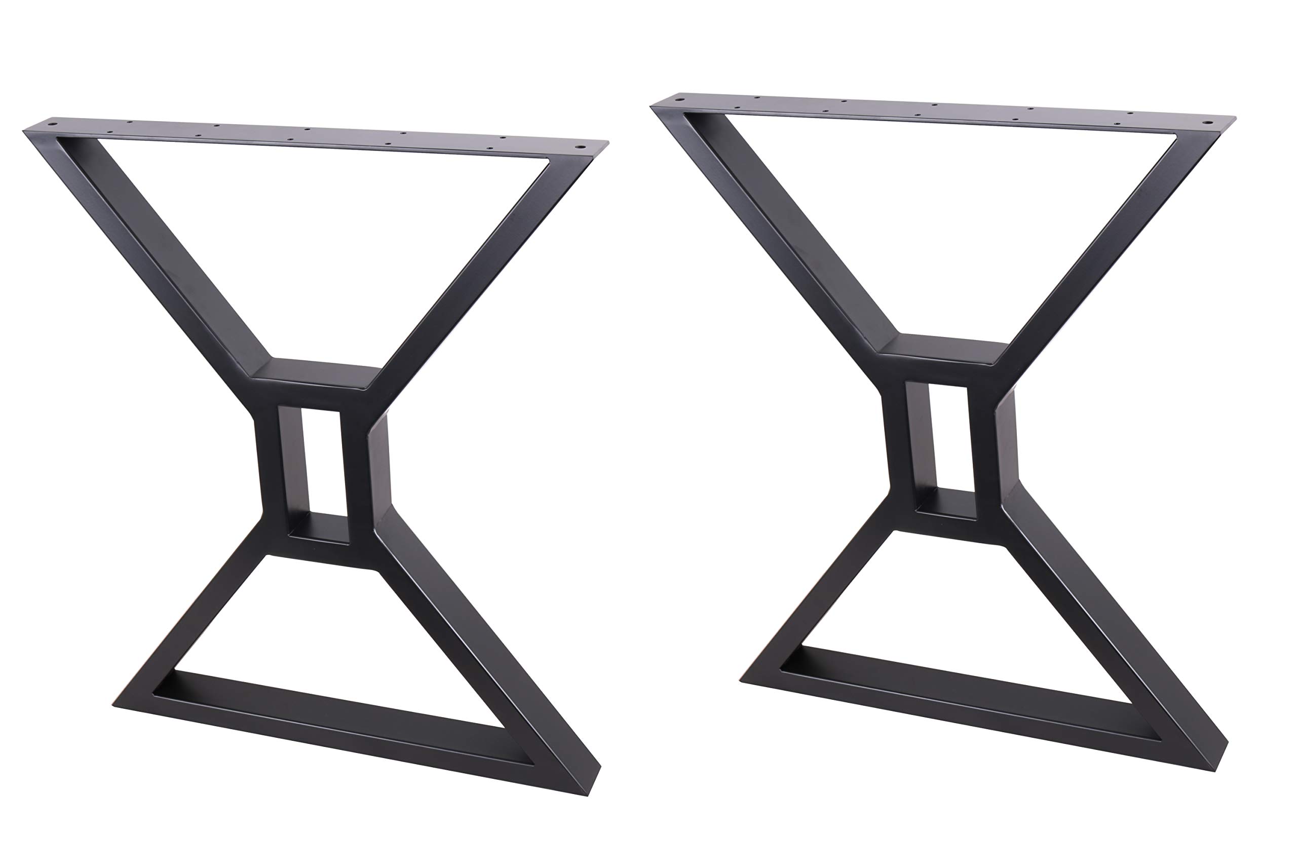 2 Pack Black X-Shaped Hollow Steel Table Legs - Heavy Duty Dining, Office, Computer Desk & Industrial Kitchen Table Legs Set for Modern & Rustic Furniture