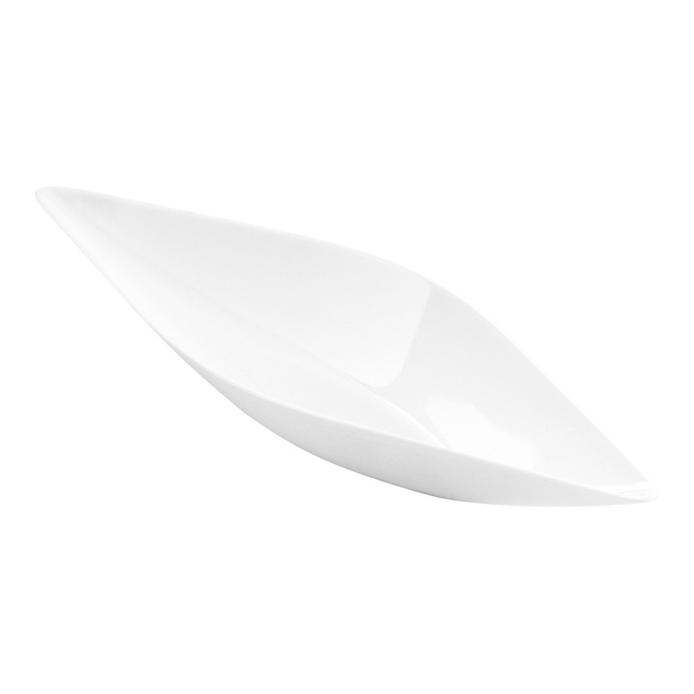 Restaurantware 1 oz Disposable Dipping Sauce Bowls - 100 Pack White Plastic Canoe-Shaped Small Dishes for Dips, Appetizers, Desserts & Samples | Perfect for Restaurants, Catering & Party Serving