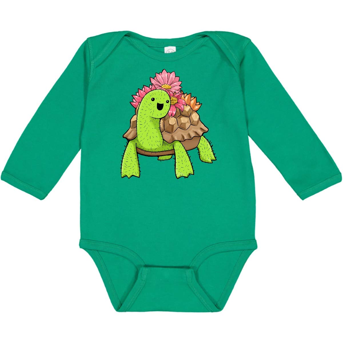 Inktastic Cactoise - Cute Cactus Turtle with Flowers Print Long Sleeve Baby Bodysuit | Soft Cotton Onesie for Newborns & Infants | Perfect for Playtime, Photo Shoots & Gifts