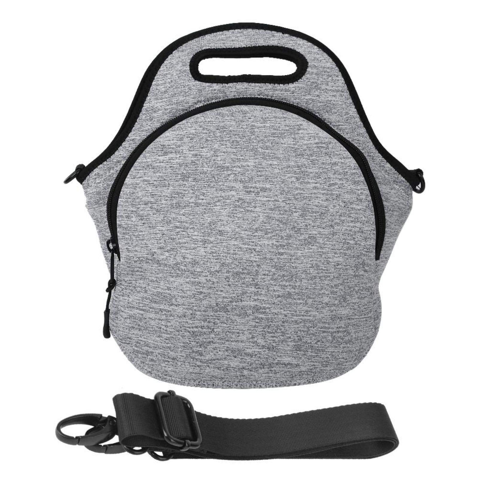 FETION Insulated Neoprene Lunch Bag with Shoulder Strap - Light Gray Food Storage Cooler for Picnics, Work, Travel & Outdoor Activities | Keep Meals Fresh On-The-Go