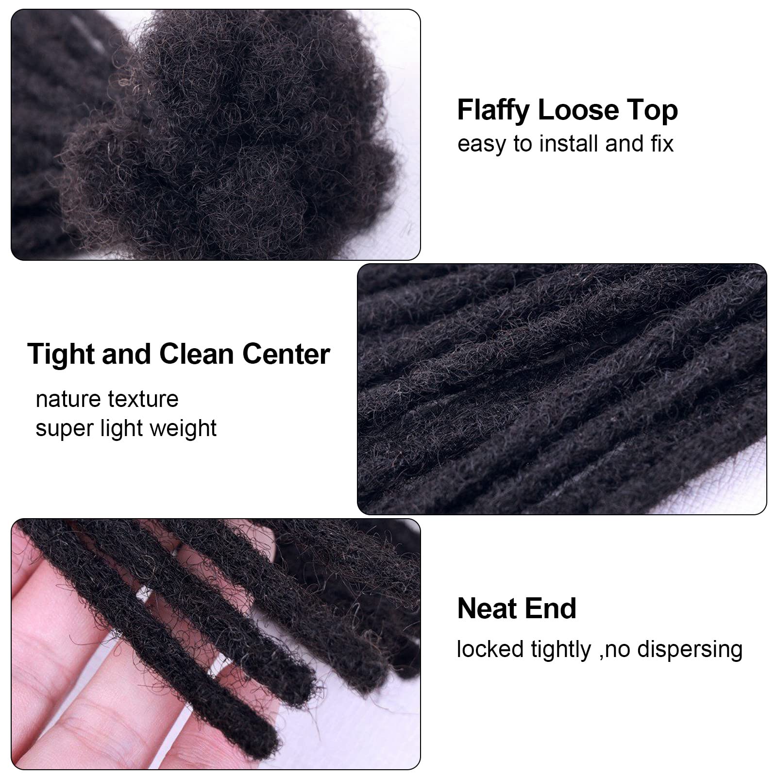 100% Real Human Hair Dreadlock Extensions - 12 Inch 30 Strands (0.4cm Thickness) | Handmade Permanent Loc Extensions for Women & Men | Natural Black | Can Be Dyed & Bleached | Perfect for Daily Wear, Cosplay & Protective Hairstyles