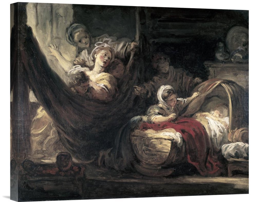 Jean Honore Fragonard Cradle Gallery Wrap Giclee Canvas Wall Art Print - Premium Home Decor for Living Room, Bedroom & Office