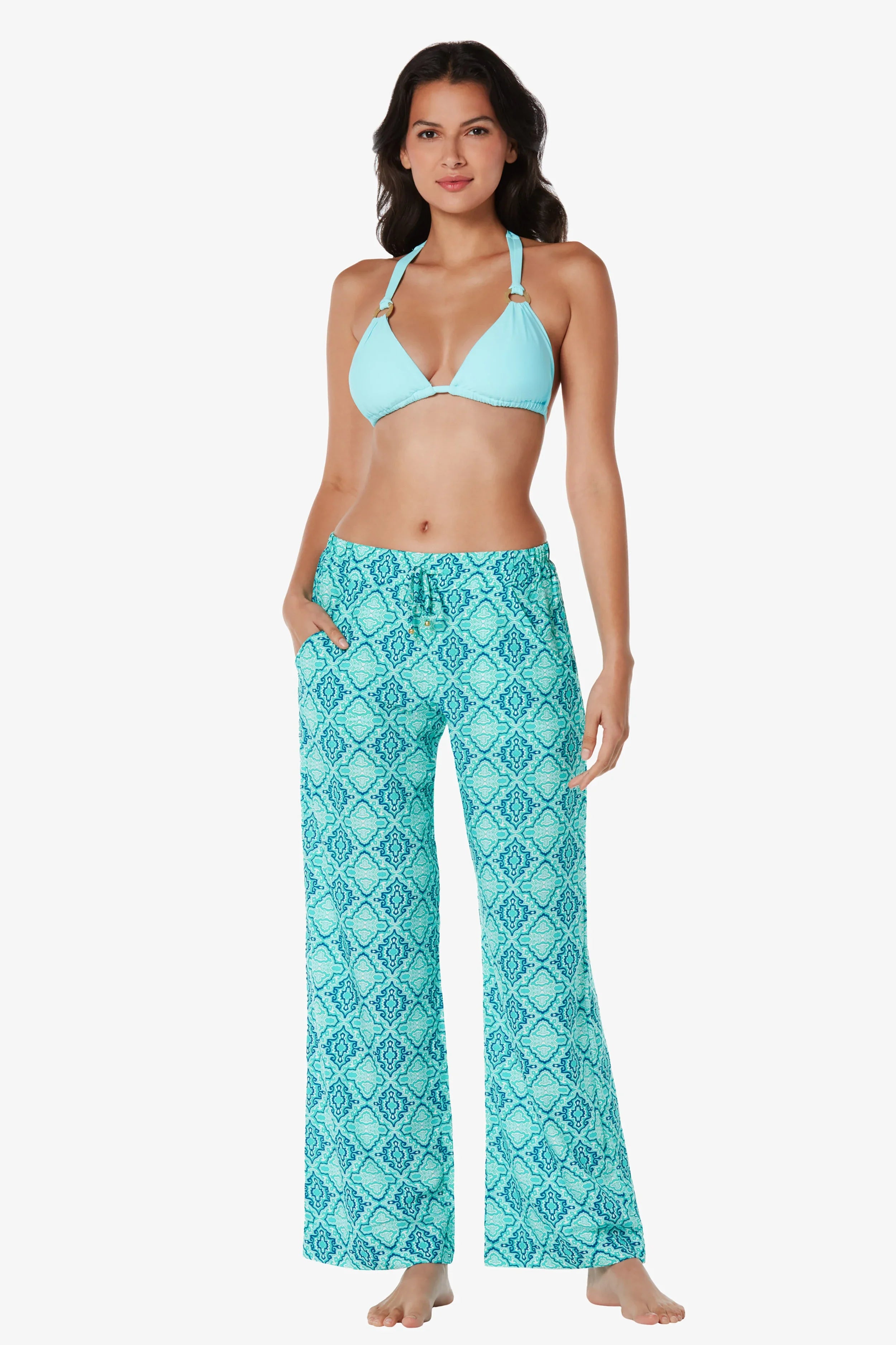 Seaside Pant - Marbella Tile Print Beach Pants for Women | Comfortable & Stylish Summer Wear | Perfect for Vacations, Poolside Lounging & Beach Outings