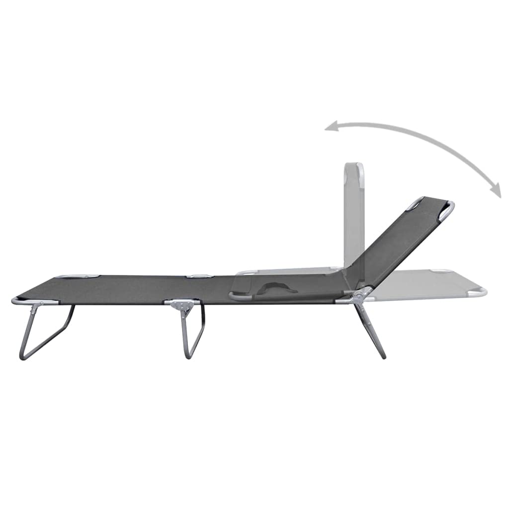 Foldable Sun Lounger with Adjustable Backrest - Portable Outdoor Recliner for Beach, Poolside, Patio & Backyard Relaxation - Lightweight Gray Lounge Chair